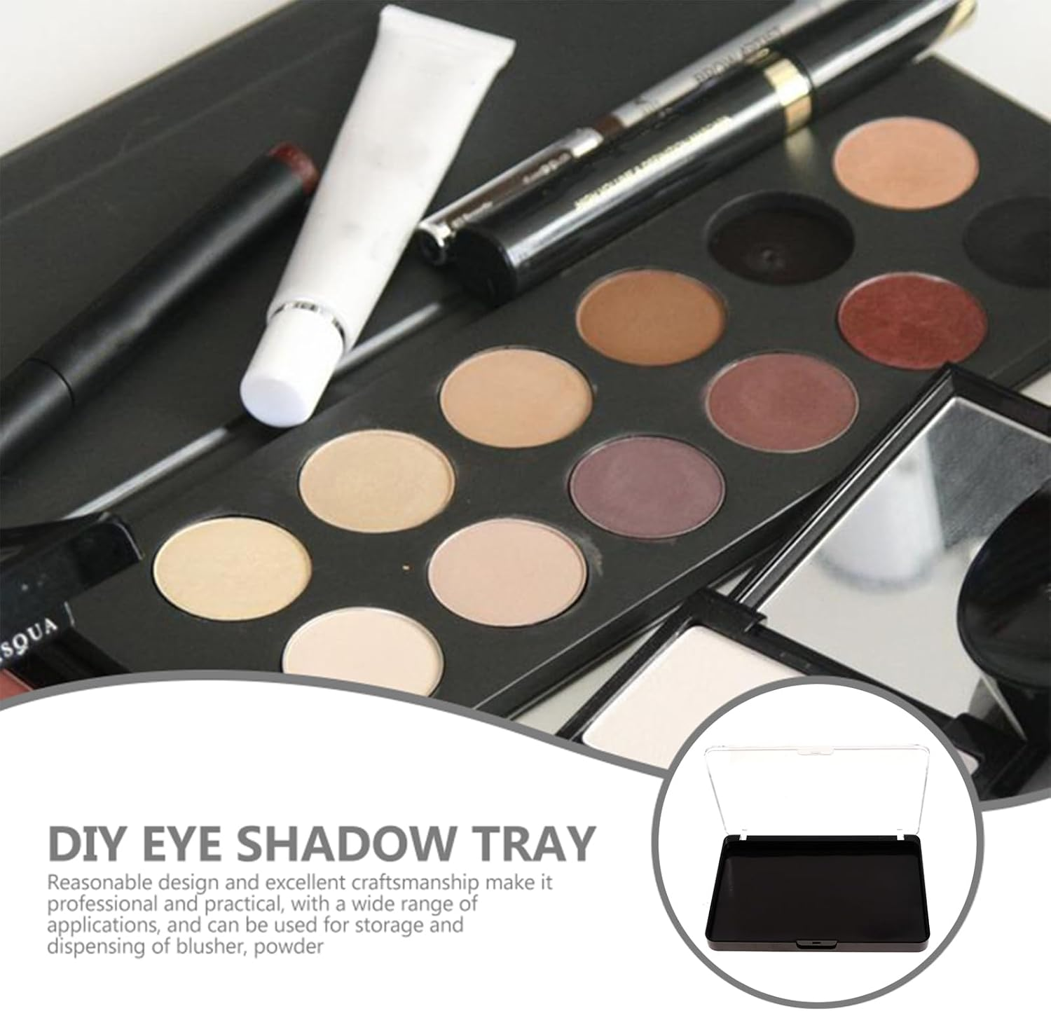 Wowled Magnetic Makeup Palette, Empty Eyeshadow Blush Highlighter Cosmetics Case Holder Tray (Black (Clear Lid), 14X10Cm - Palette Only)