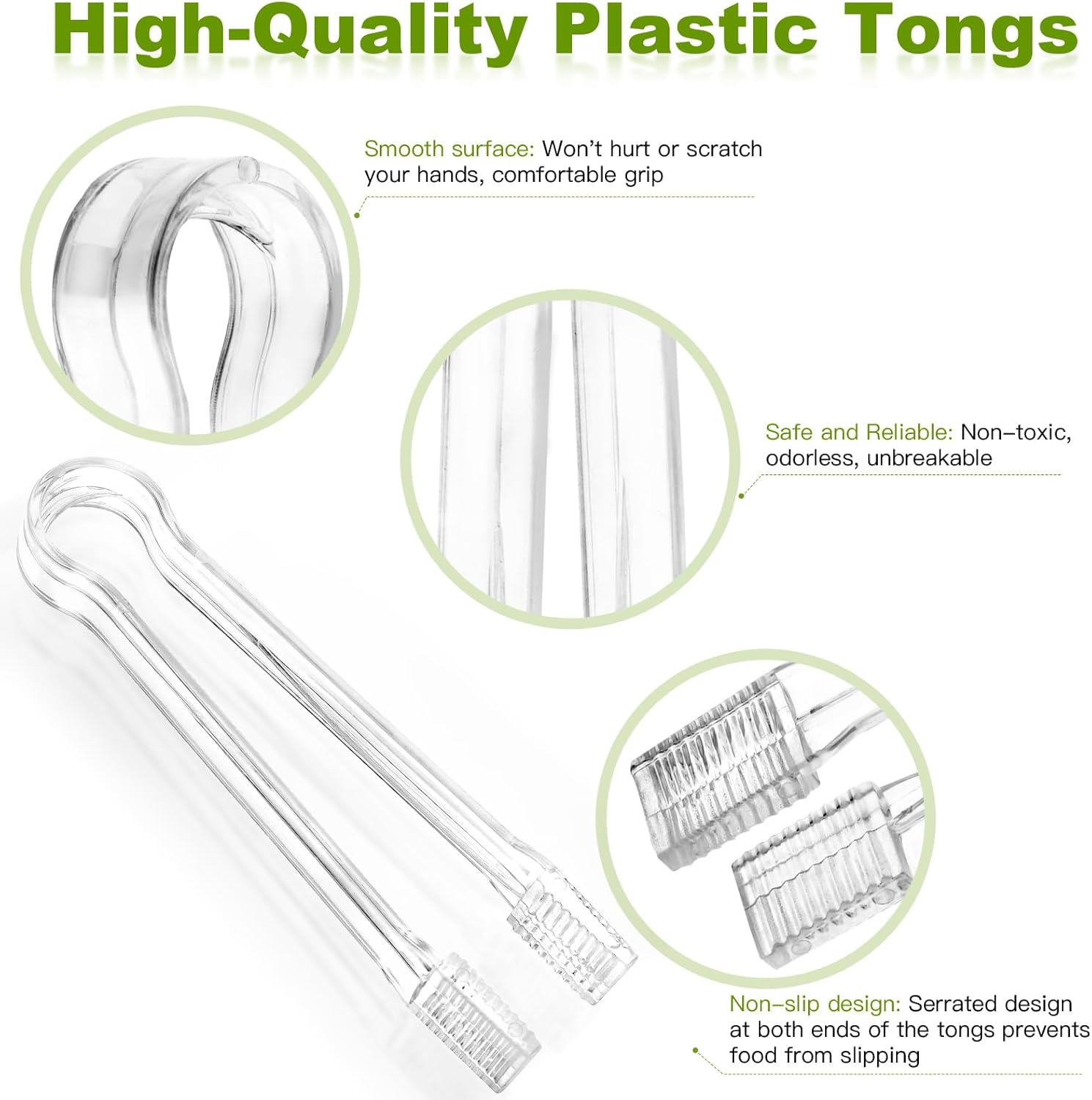 8 Pcs Plastic Buffet Serving Tongs image number 1