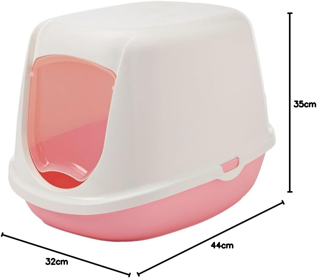 Savic Cat Litter Pan Duchesse with Door, 44 X 35 X 32 Cm, Pink-White image number 5