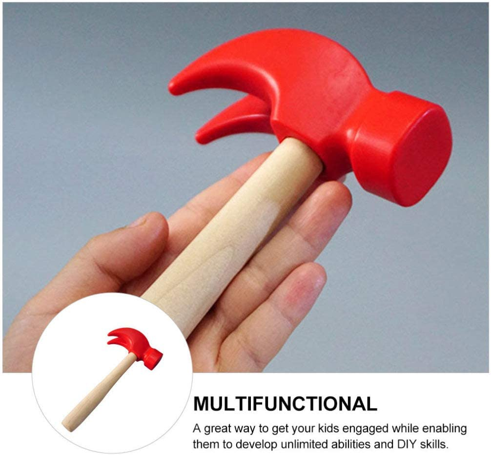 TOYANDONA 2Pcs Wooden Hammer Toy Set - Construction Theme - Improves Motor Skills & Hand-Eye Coordination - 2X Wooden Hammer Toys image number 5
