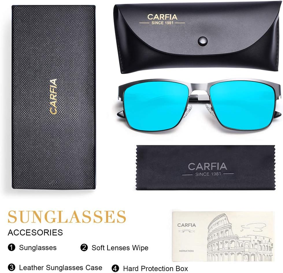 CARFIA Metal Mens Sunglasses Polarized UV400 Protection for Driving Fishing Hiking Golf Everyday Use CA5225 image number 2
