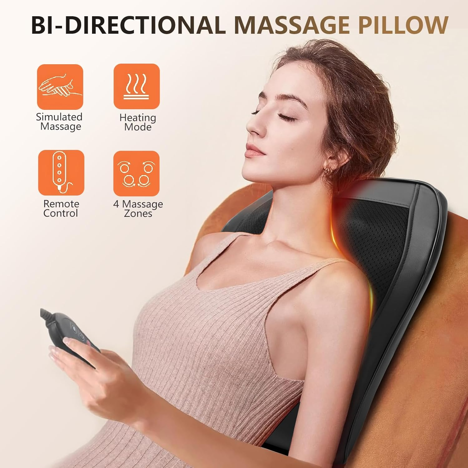 Neck Back Massager with Heat, 3D Kneading Massage Pillow for Back, Neck, Shoulder, Massager Pain Relief, Gifts for Women Men Mom Dad image number 6