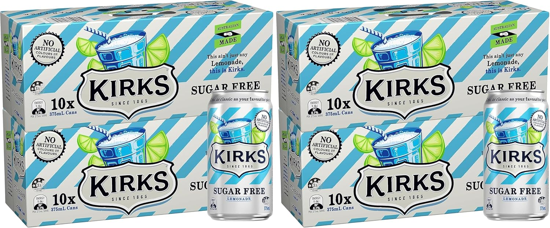 Kirks Creaming Soda Flavour Sugar Free Soft Drink Multipack Cans 20 X 375 Ml (Pack of 2) image number 4