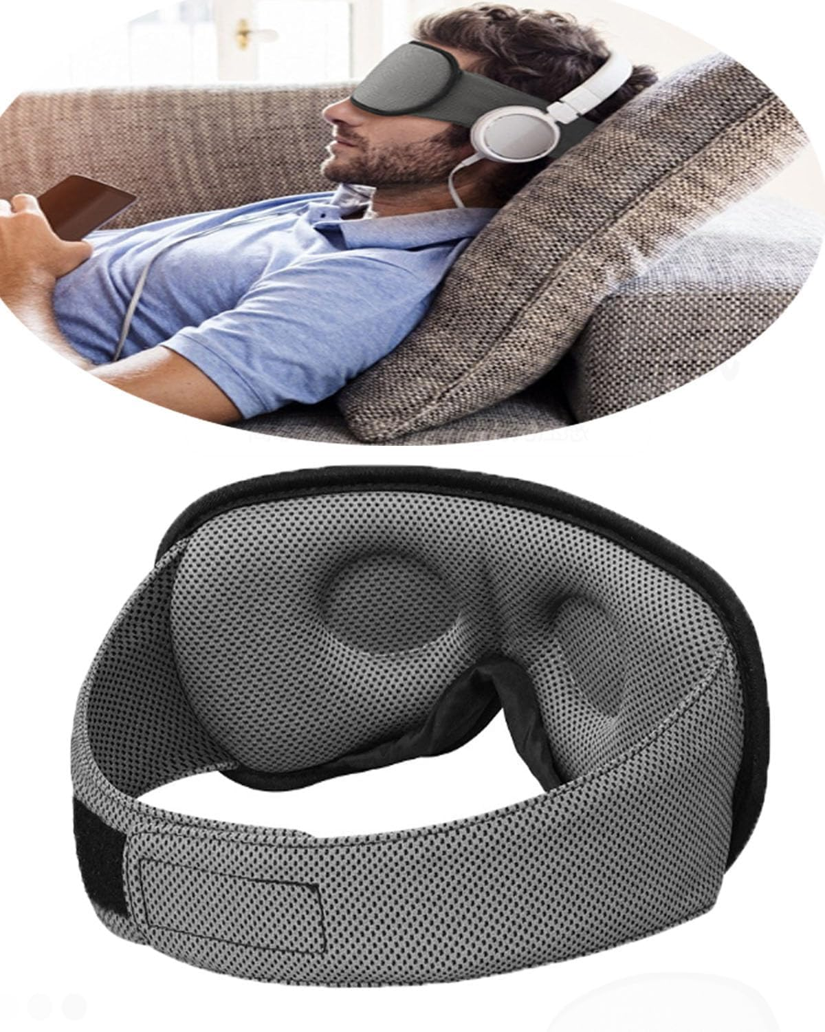 Sleep Mask Blackout, Breathable Memory Foam Zero Pressure Sleeping Mask for Side Sleeper Airplane Blindfold with Travel Pouch Earplug- Best for Side Sleeper and Kids Women Men image number 3