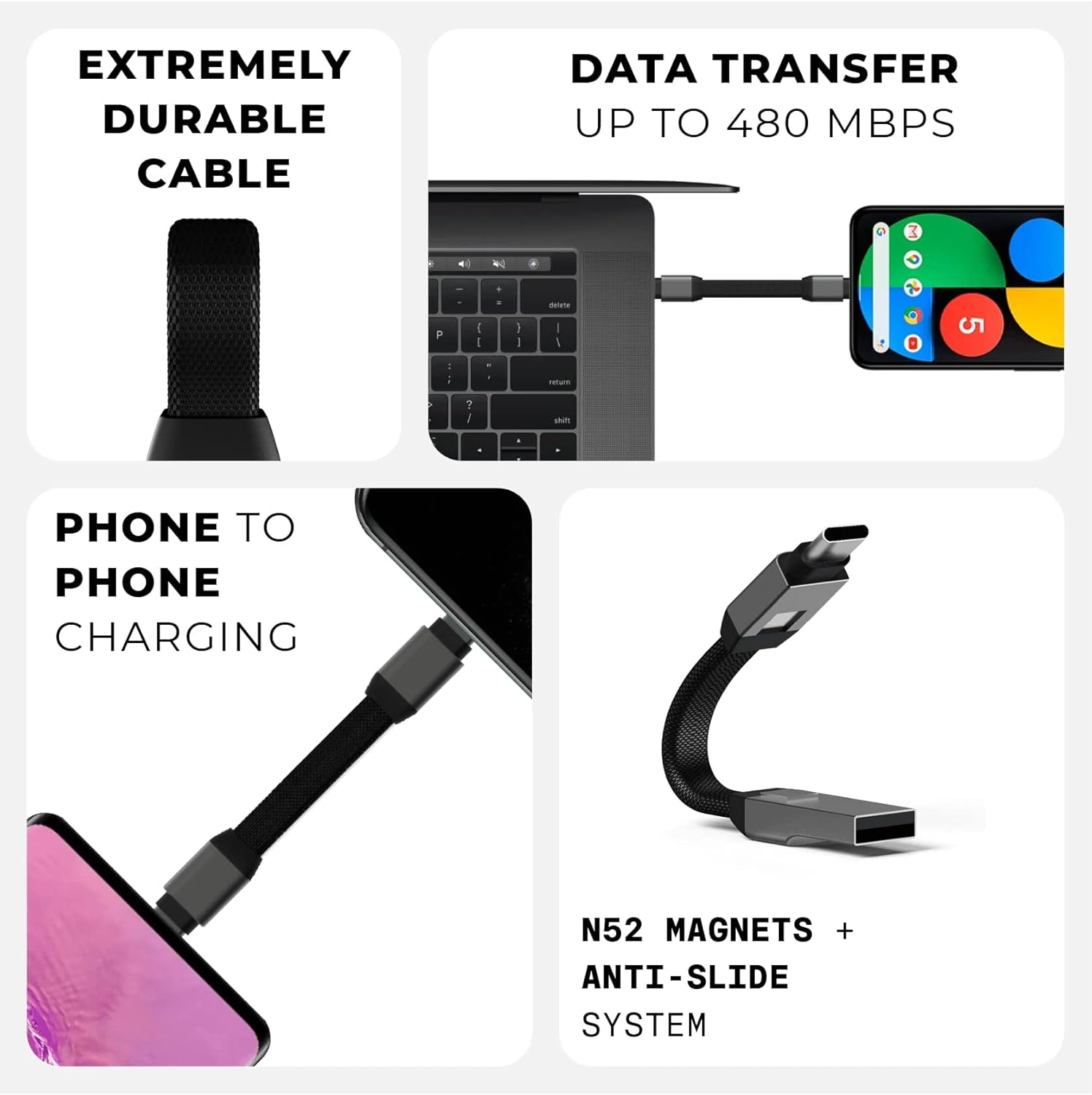 Incharge Mini USB-C to USB-C Lightning Cable, Charging and Transfer, Key Ring, Portable, Multi-Cable, Iphone Charging Cable, Converter, Iphone Andoroid, Ipad, Portable, Small, Short Cable image number 6