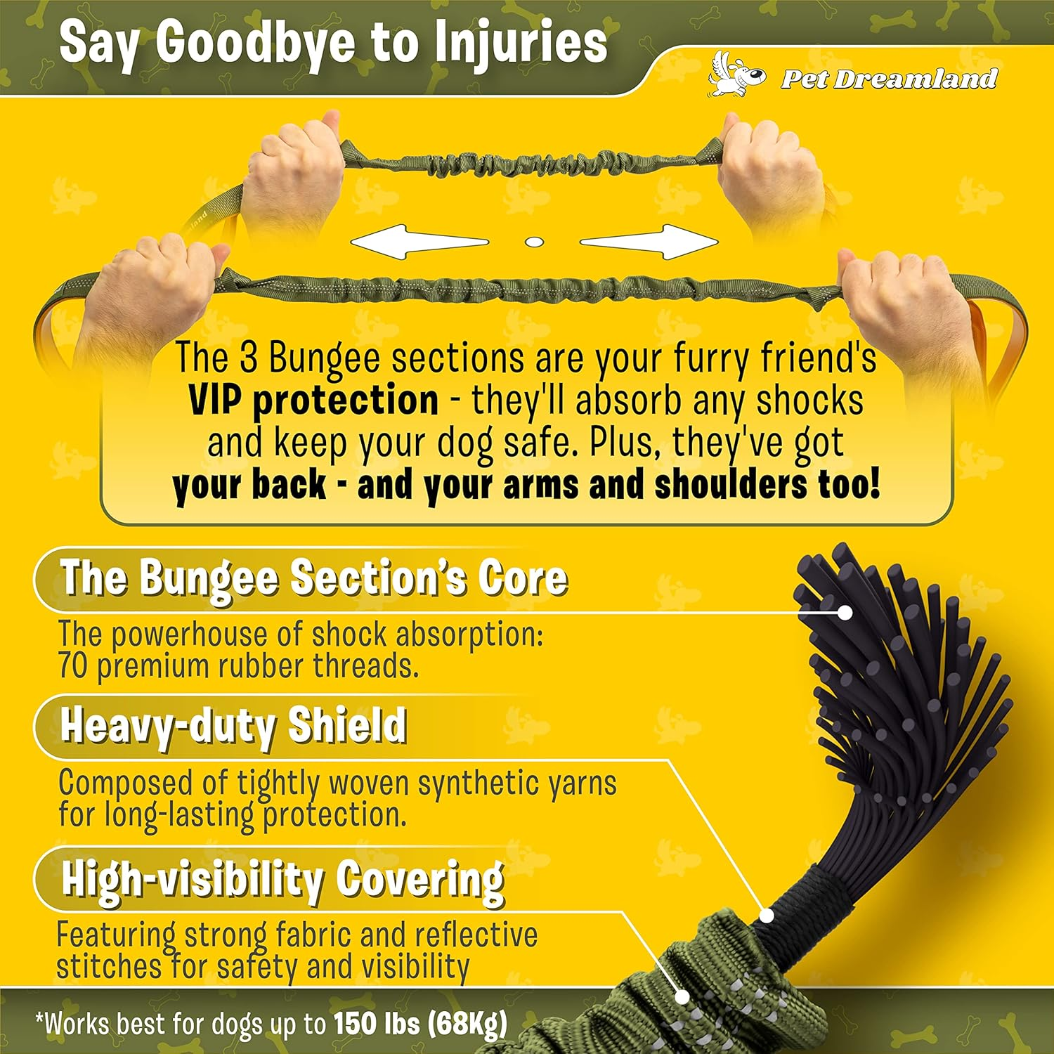 Exquisite Hands Free Dog Leash for Running | Waist Leash for Walking, Jogging, Cycling and Training W. Adjustable Belt and Retractable Bungee | Pet Hiking Gear Pack | Medium and Large Dog Lead Walker image number 1