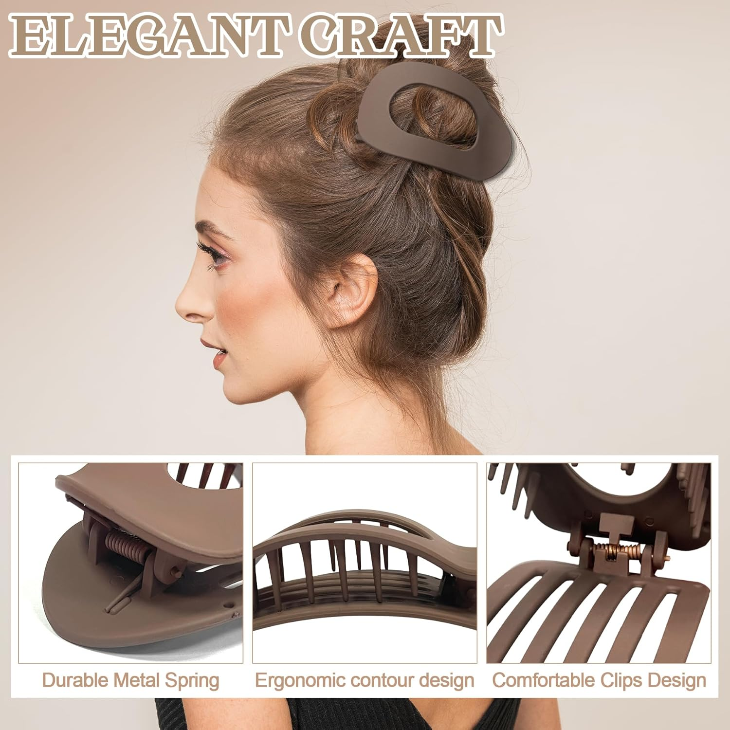 TZEKING Pack of 6 Hair Clips for Women, Flat Claw Clip, Thin Hair, Non-Slip Hair Clip, Strong Hold Side Hair Clips for Thick and Thin Hair image number 4