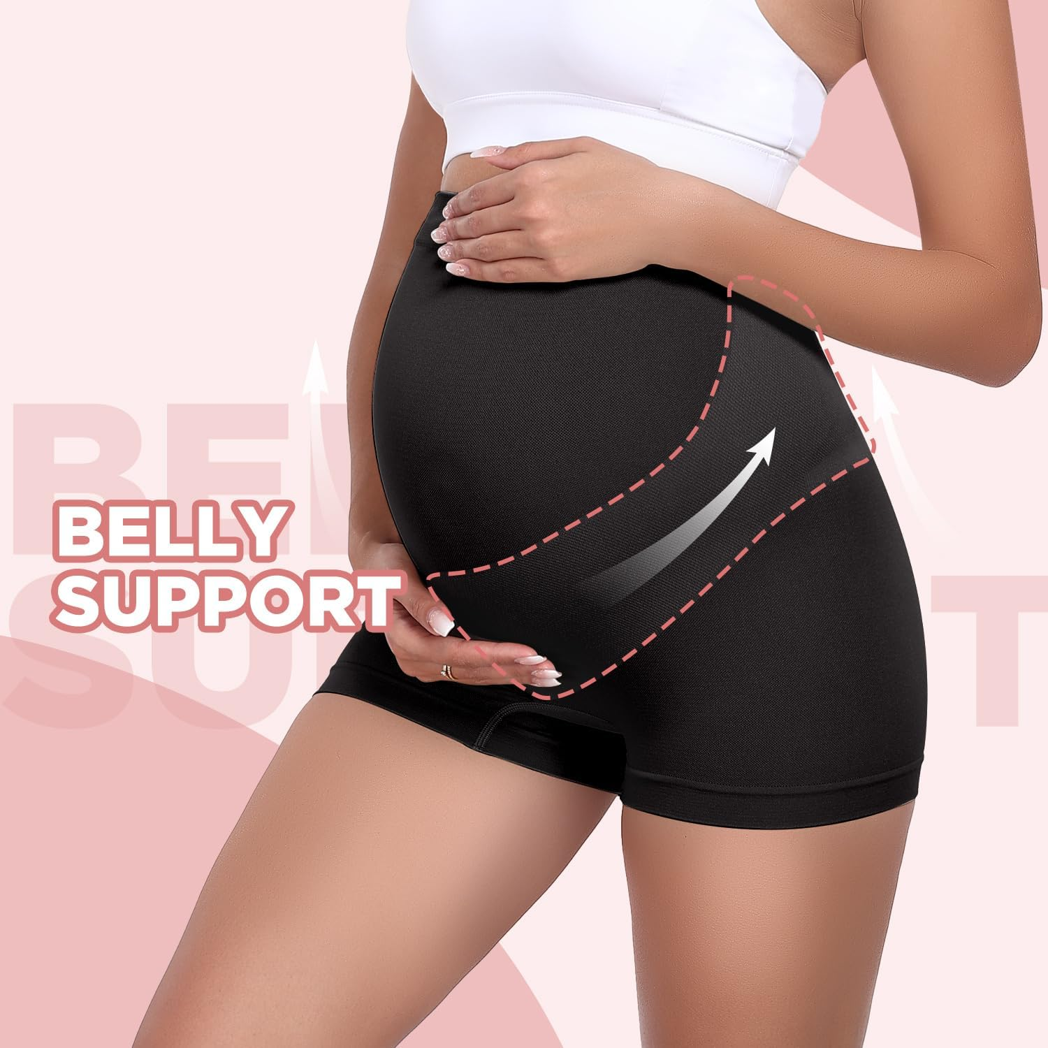 5 Pack Maternity Shapewear Seamless Underwear over Bump Pregnancy Shorts High Waist Panties under Dress Belly Support image number 4