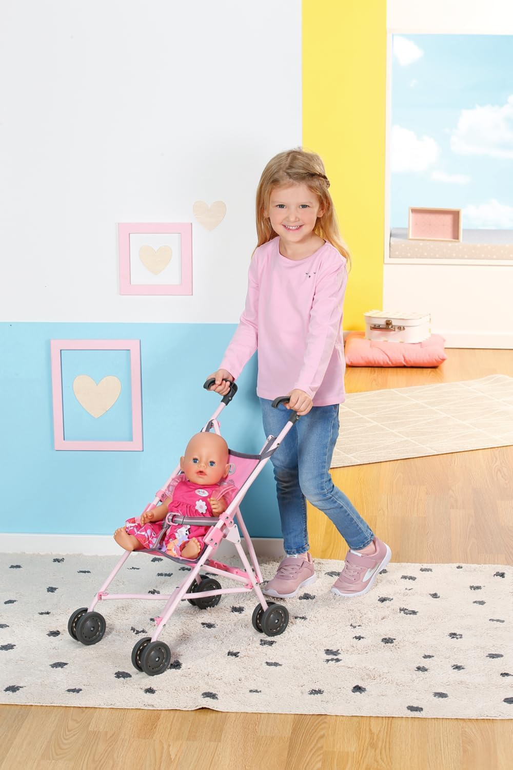 BABY Born Stroller with Bag for 43Cm Dolls - Easy for Small Hands, Creative Play Promotes Empathy & Social Skills, for Toddlers 3 Years & up - Includes Net Bag image number 2