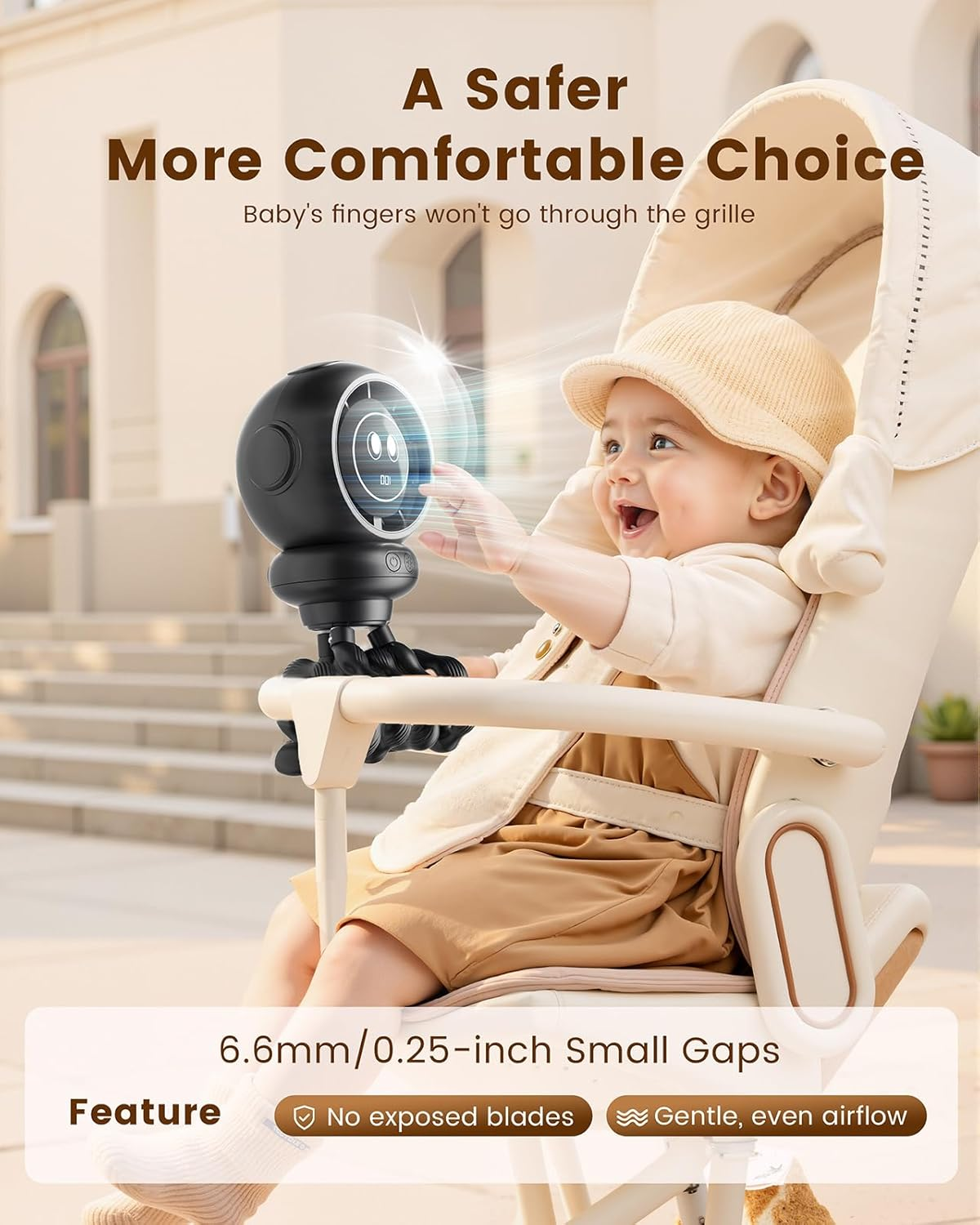 Pram Fan - 4 Speeds Portable Stroller Fans, USB Rechargeable Mini Personal Fan with LED Display, 4000Mah Flexible Tripod Clip on Fan for Desk, Travel, Car Seat, Bike, Camping and Office image number 3