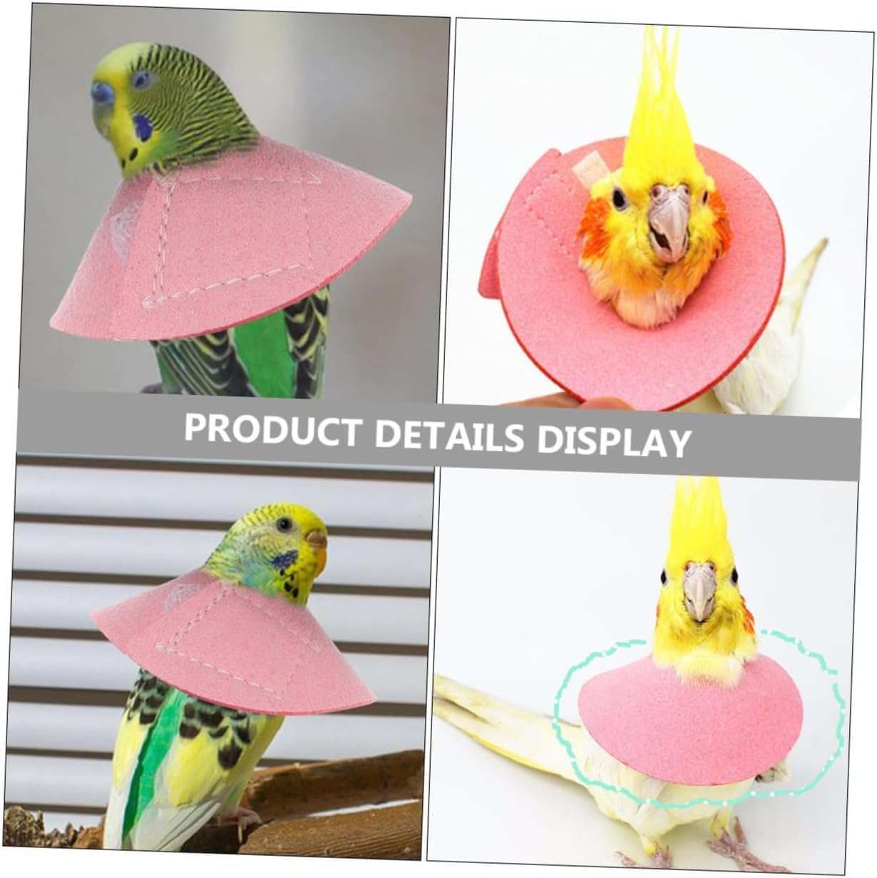 Fokmuaex Microfiber Leather Bird Collar - Soft Anti-Biting Neck Protector for Parrots & Pet Birds, Adjustable Comfortable Elizabethan Collar(1Pcs) image number 3