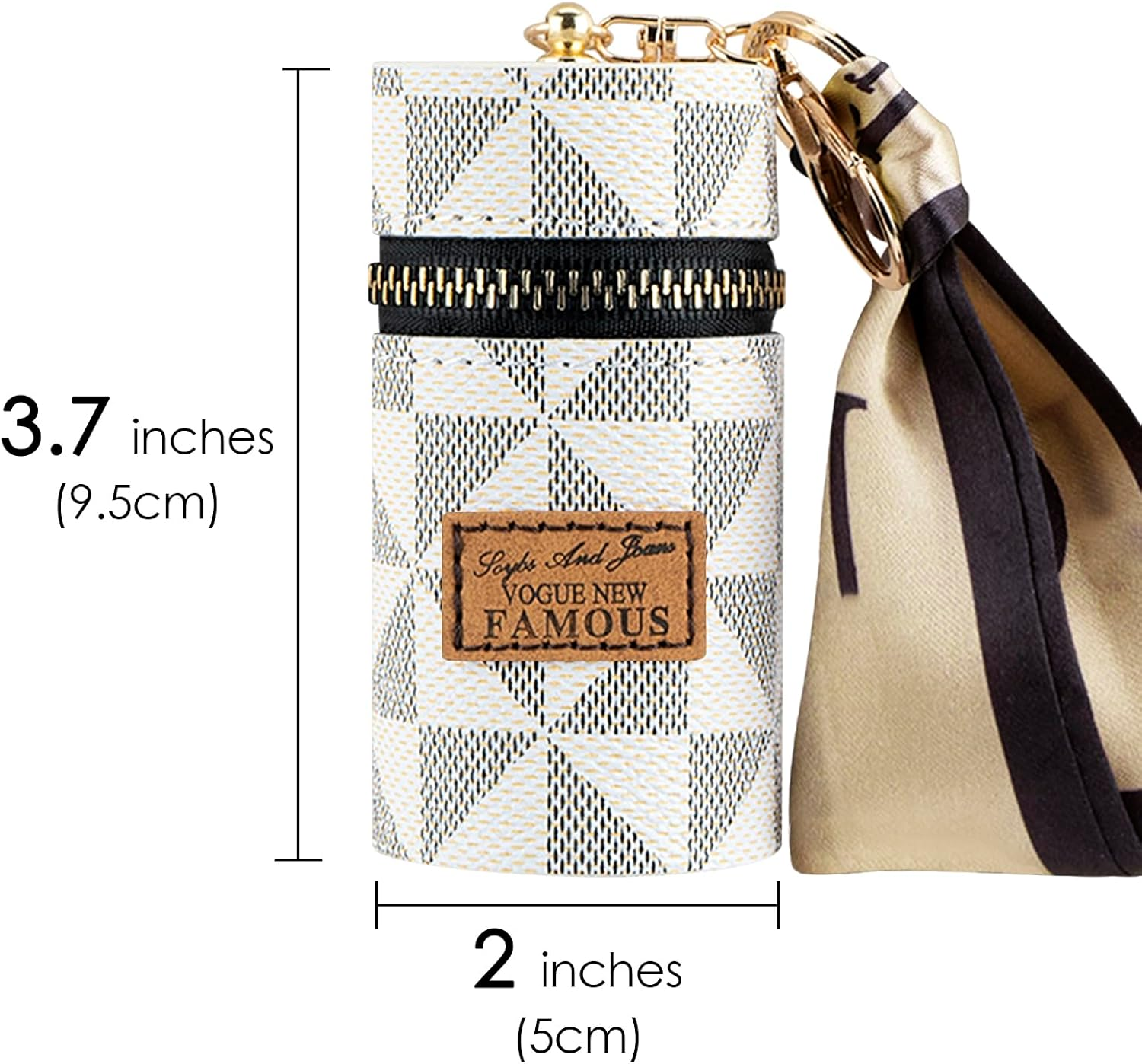 Adorila Mini Leather Lip Gloss Case, Travel Lipstick Bag with Keychain for Perfume, Fingernail Polish, White - Pink image number 6