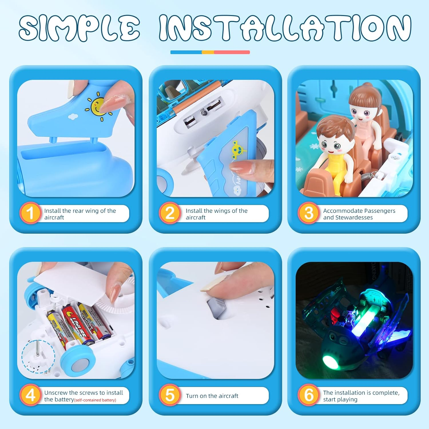 Aeroplane Toys Electric Toy Plane Gifts for Boys Girls Children Stunt Electric Aircraft Toy with Light Effects Passenger Airplane Simulation Model 360&deg; Rotating image number 5