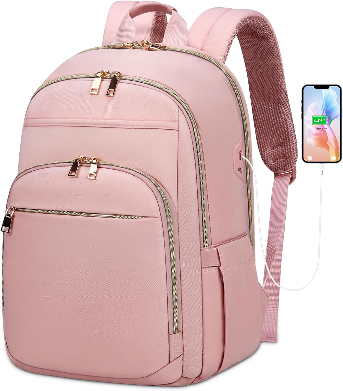Laptop Backpack for Women 15.6 Inch Travel Backpack with USB Port, Lightweight School Backpack Waterproof Computer Bag for School Work Travel