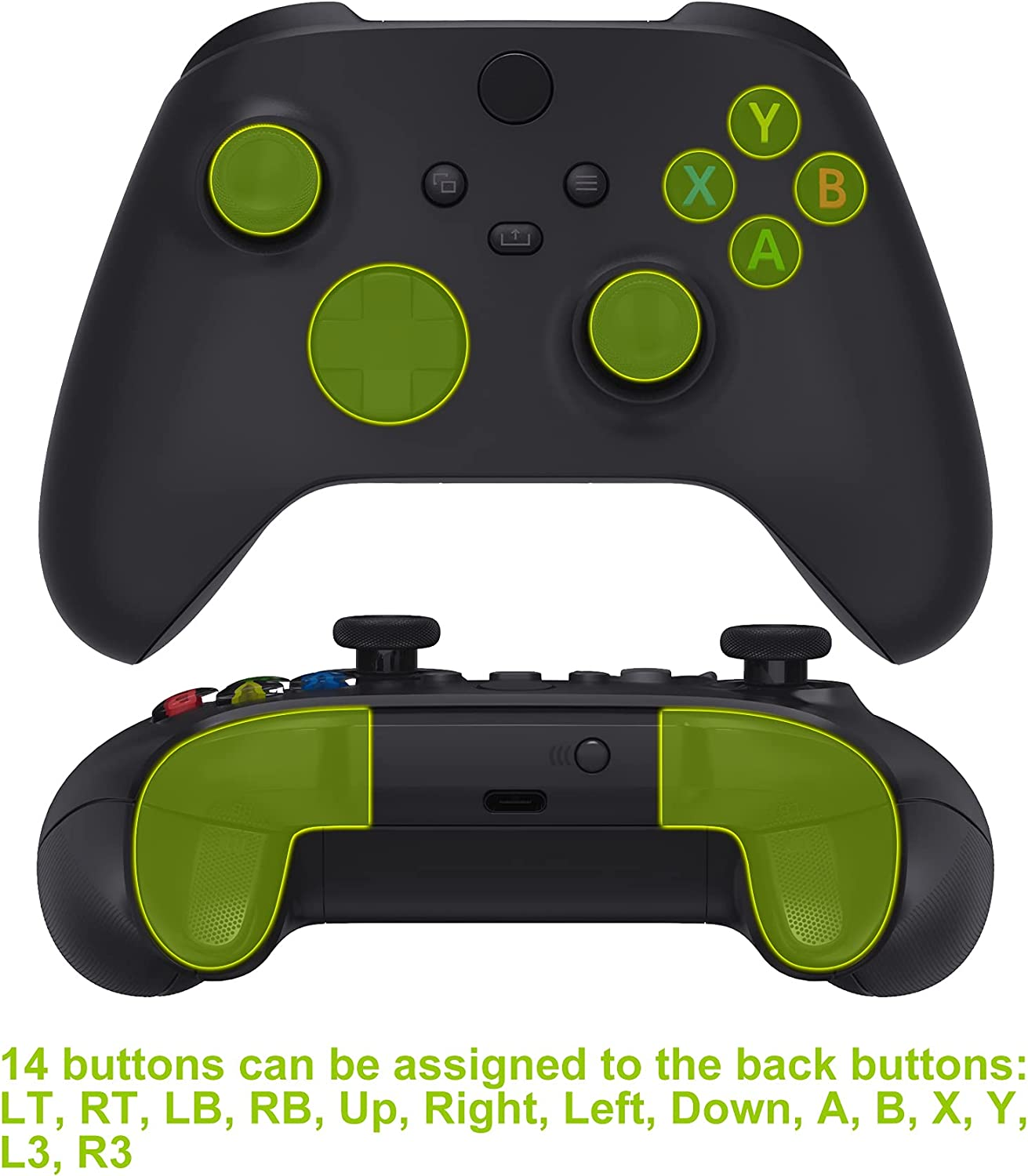 Extremerate Textured Green HOPE Programable Remap Kit for Xbox Series X/S Controller, Upgrade Boards & Redesigned Back Shell & Side Rails & Back Buttons for Xbox Core Controller - Textured Green image number 3