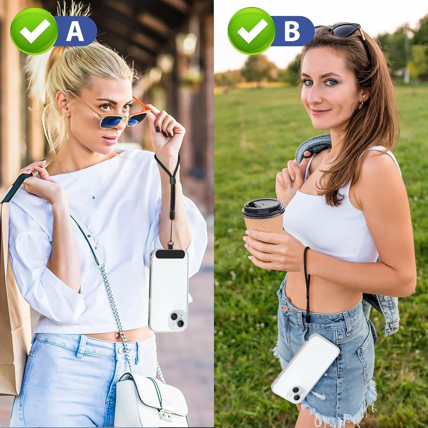 XILIYAI 2 Pack Black Nylon Classic Phone Lanyard Wrist Strap, anti Theft Strap, Compatible with Iphone and Most Cell Phones