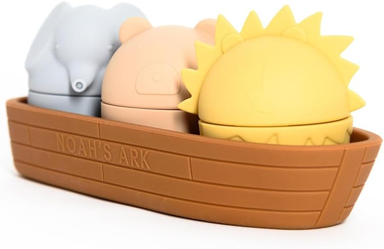 Ollie+Zara Noah'S Ark Silicone Bath Toy Set - Mould Free - 4 Piece - Exclusive Design - Squirt Water and Open to Clean image number 6
