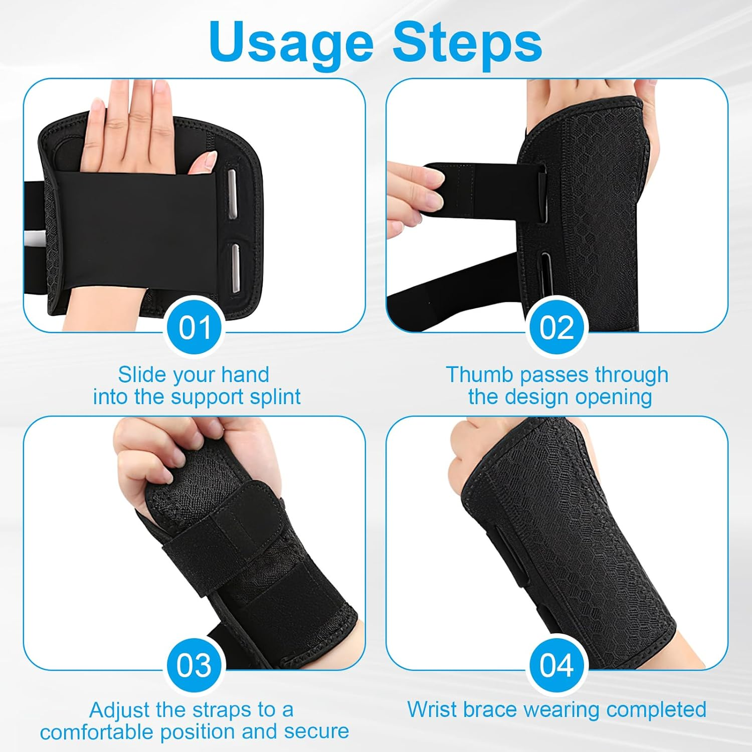 Carpal Tunnel Wrist Brace for Right Hand - Adjustable Support Splint for Men & Women - Relief for Carpal Tunnel Syndrome & Arthritis - Day & Night Wear with Breathable Comfort (Not a Medical Device)