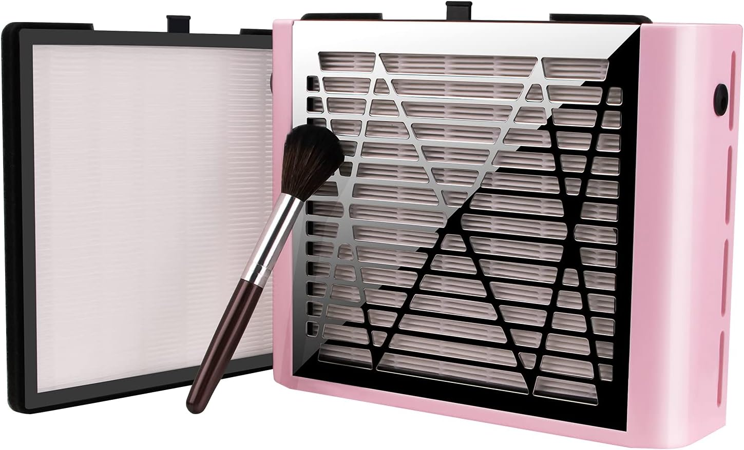 BRANTMAKER Nail Dust Collector with Brush and 2 Reusable Filters, 60W Vacuum Dust Fan for Acrylic Nails (Pink)