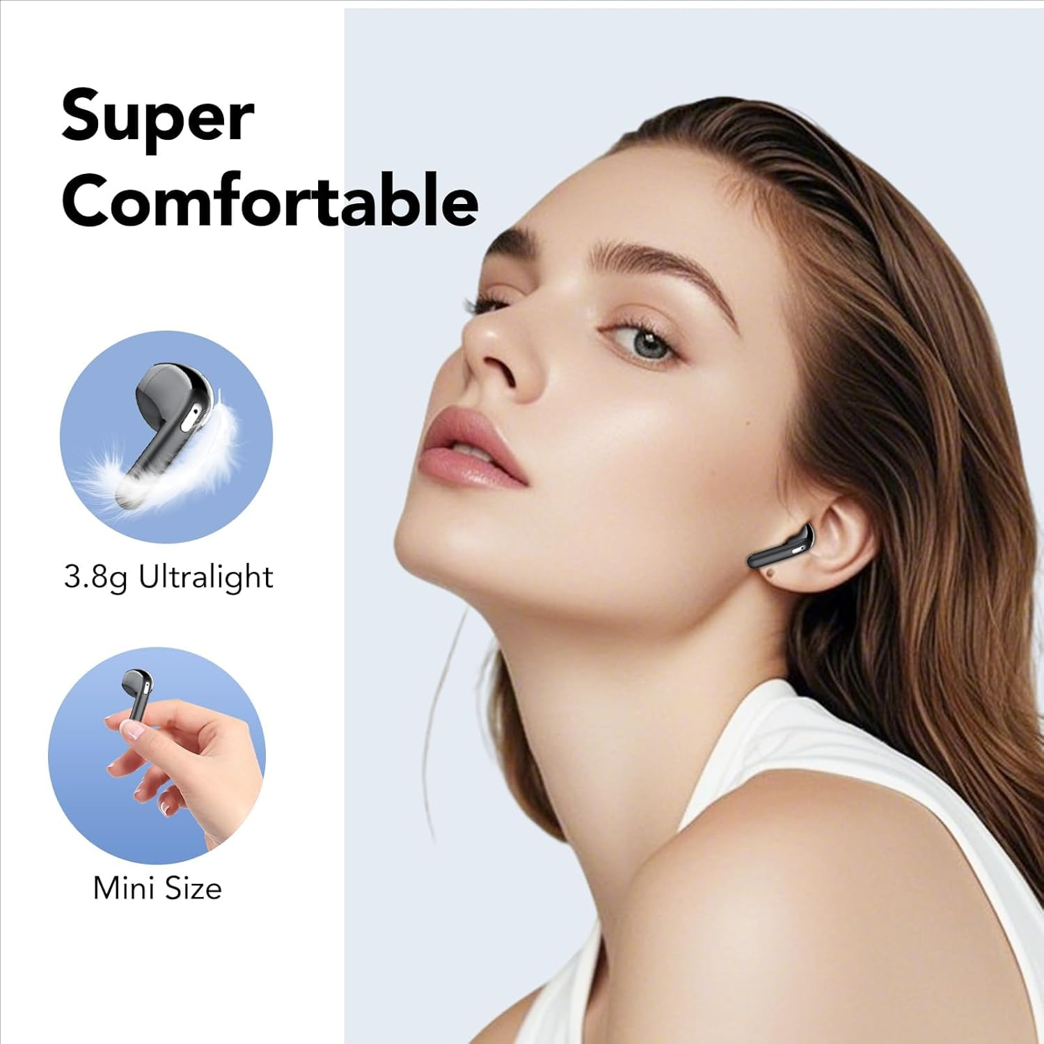 Wireless Earbuds, Bluetooth 5.4 Headphones with 4 ENC Noise Cancelling Mic, 2025 Earbuds 50H Playtime, LED Display, IP7 Waterproof, Deep Bass, in Ear Earphones for Phone, Travel, Sports, Black - Moon White image number 2