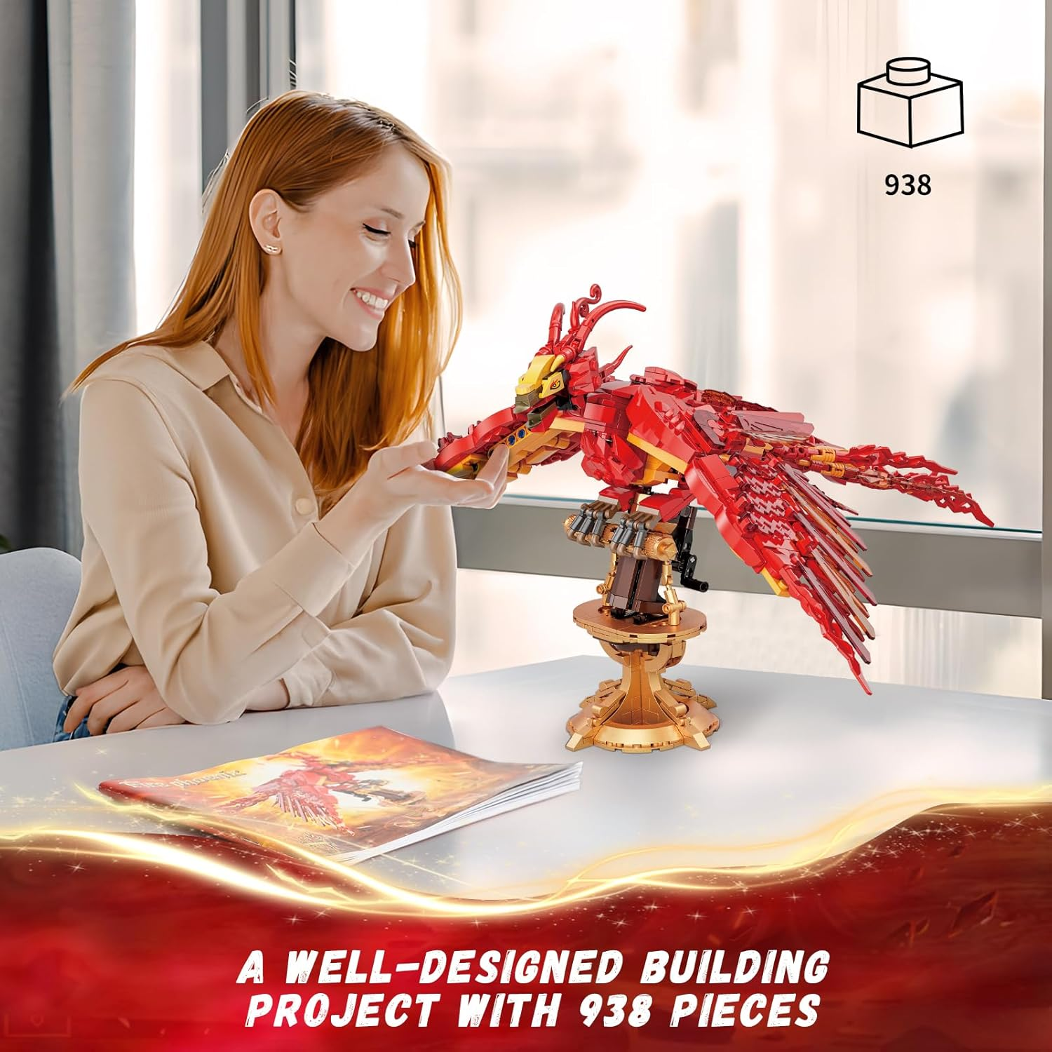 Harry Fire Phoenix Building Set, Magic Potter Phoenix Collection Model for Adults, Compatible with  Bird, Ideas HP Building Toy for Kids Boys and Girls Ages 6+ (938 PCS) image number 5