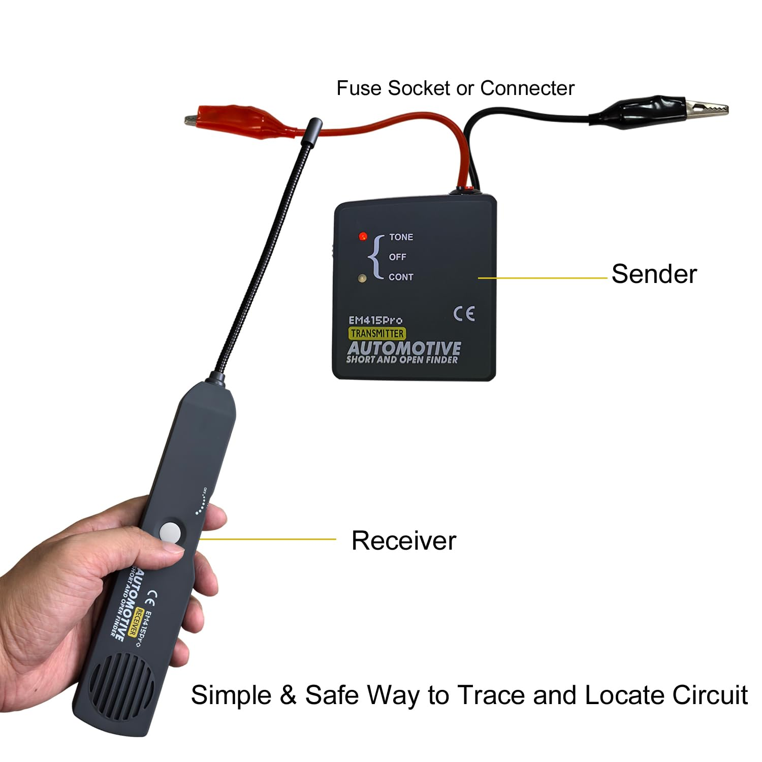 Automotive Short & Open Finder Electrical Circuit Tester Cable Wire Breaker Tracker Generator Circuit Finder Detector Tone Generator Circuit Fault Finder DC 6-42V Car Diagnostic Probe Tool image number 3