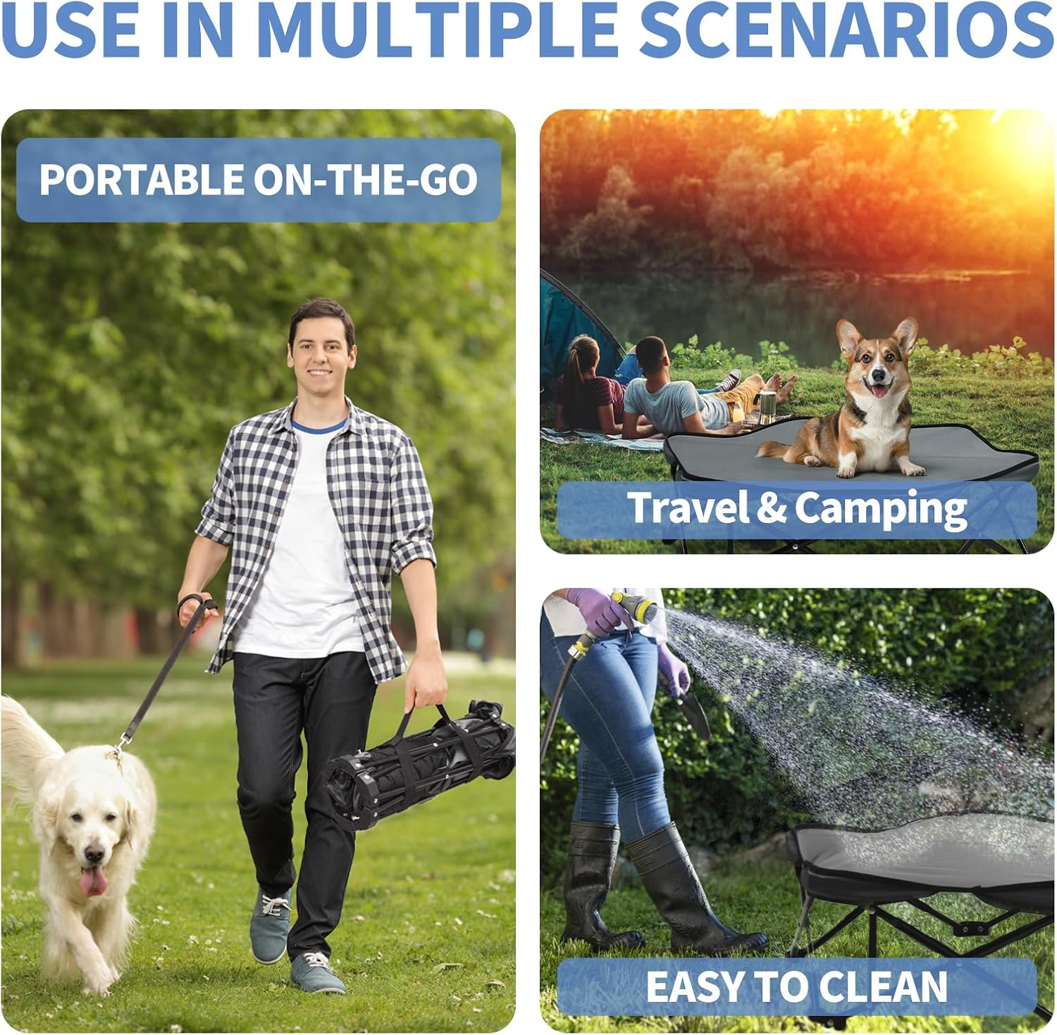 Hexagonal Elevated Dog Bed Foldable Raised Frame with Removable Cushion Portable Waterproof for Medium Small Dogs Indoor Outdoor Camping Travel image number 5