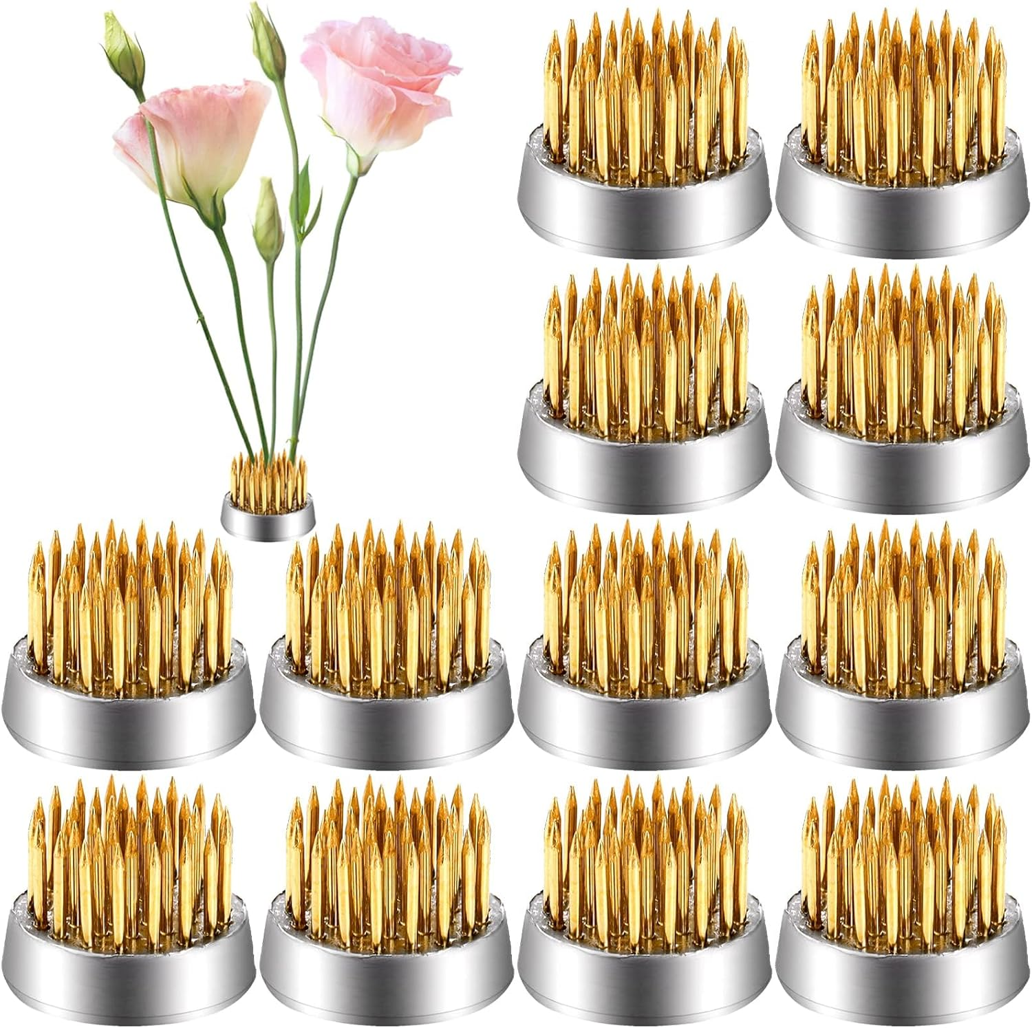 12 Pack Flower Frog Holder, round Flower Arranger Mini Frog Floral Frog Pins, 0.9 Inch Flower Pin Holder Fixed Tools for Small Vase Ikebana Decoration Supplies image number 4
