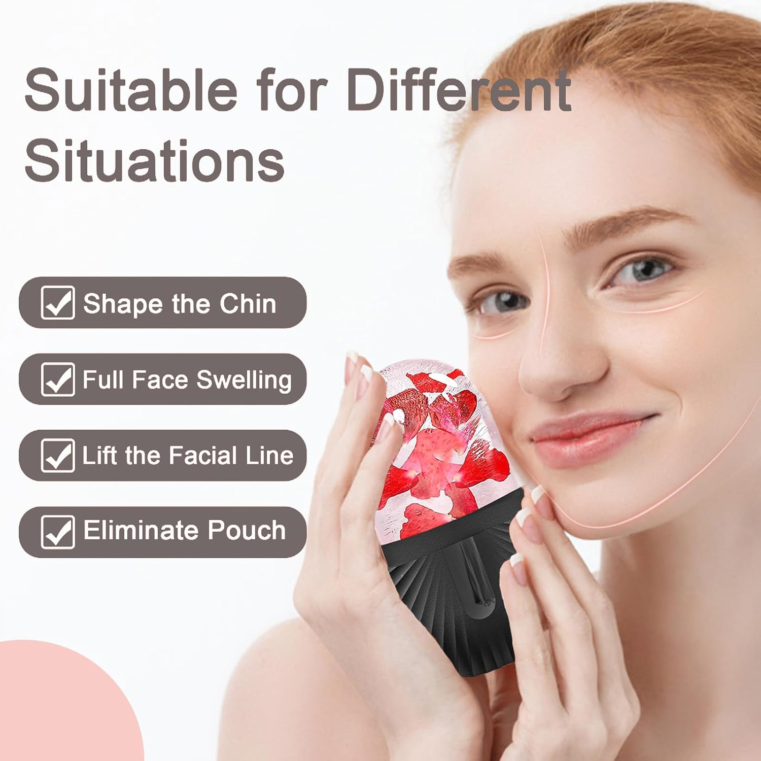 Joyeee Ice Roller, Facial Ice Roller, Eye Massage Facial Beauty Skin Care for Pore Tightening, Anti-Wrinkles, Reduces Swelling, Improves Skin Elasticity, Black image number 6