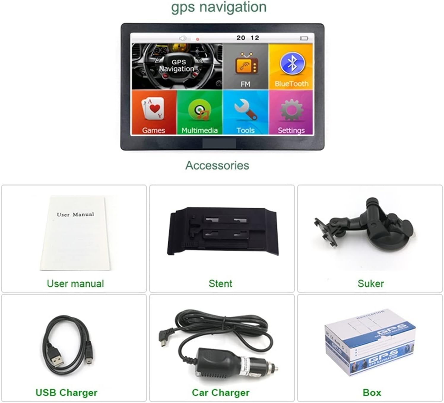 GPS Car Navigator, Portable Car GPS Navigation Bluetooth 7 Inch Capacitive Screen 8GB 256M Truck Vehicle GPS Navigator Europe Maps for Car Truck Rv(Without Bluetooth) image number 4