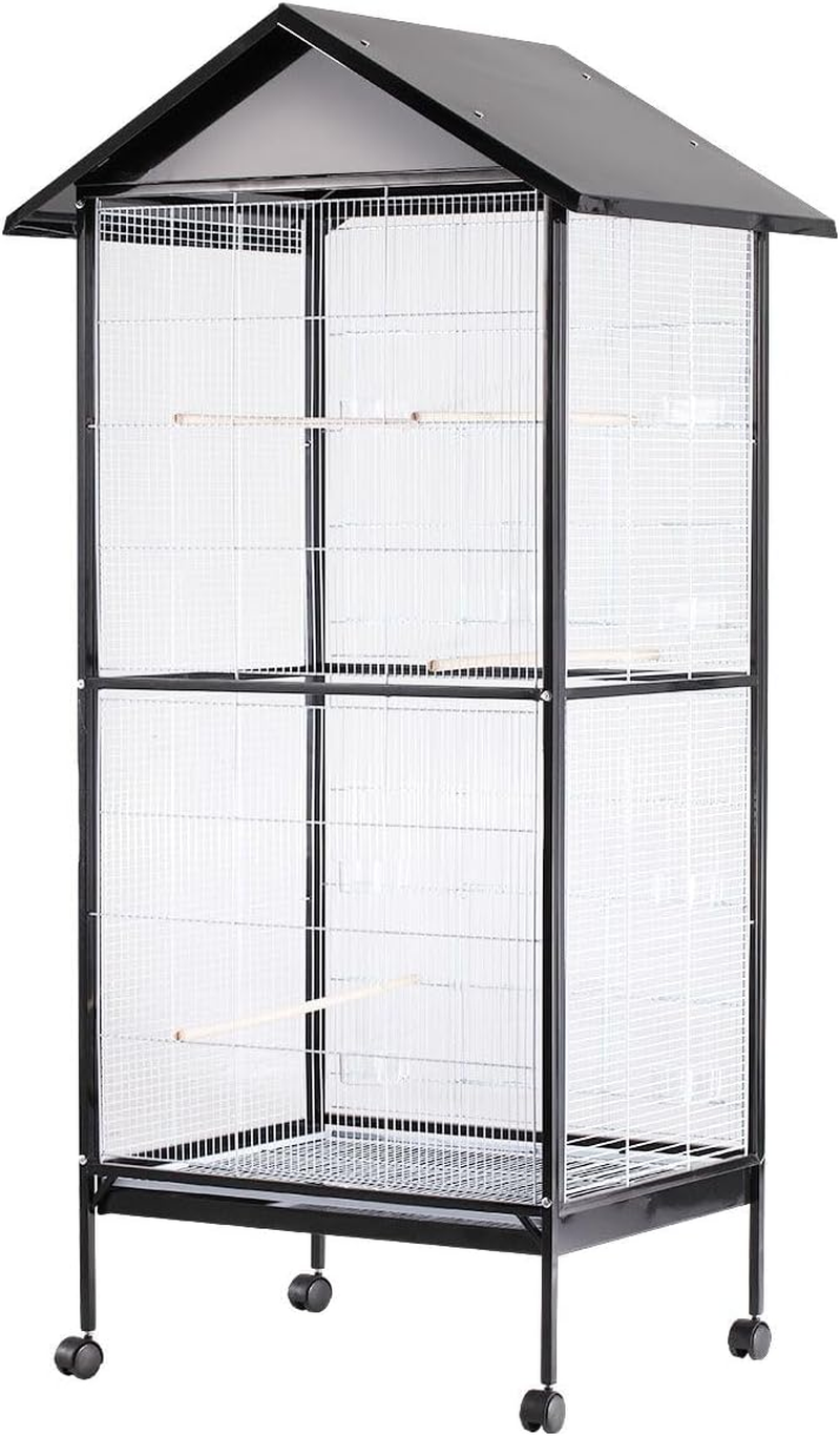 Pet Scene Large Bird Cage Wheeled, 185CM Tall Bird Cage Stand with 4 Perche for Parrot,Cockatiel,Canary image number 4