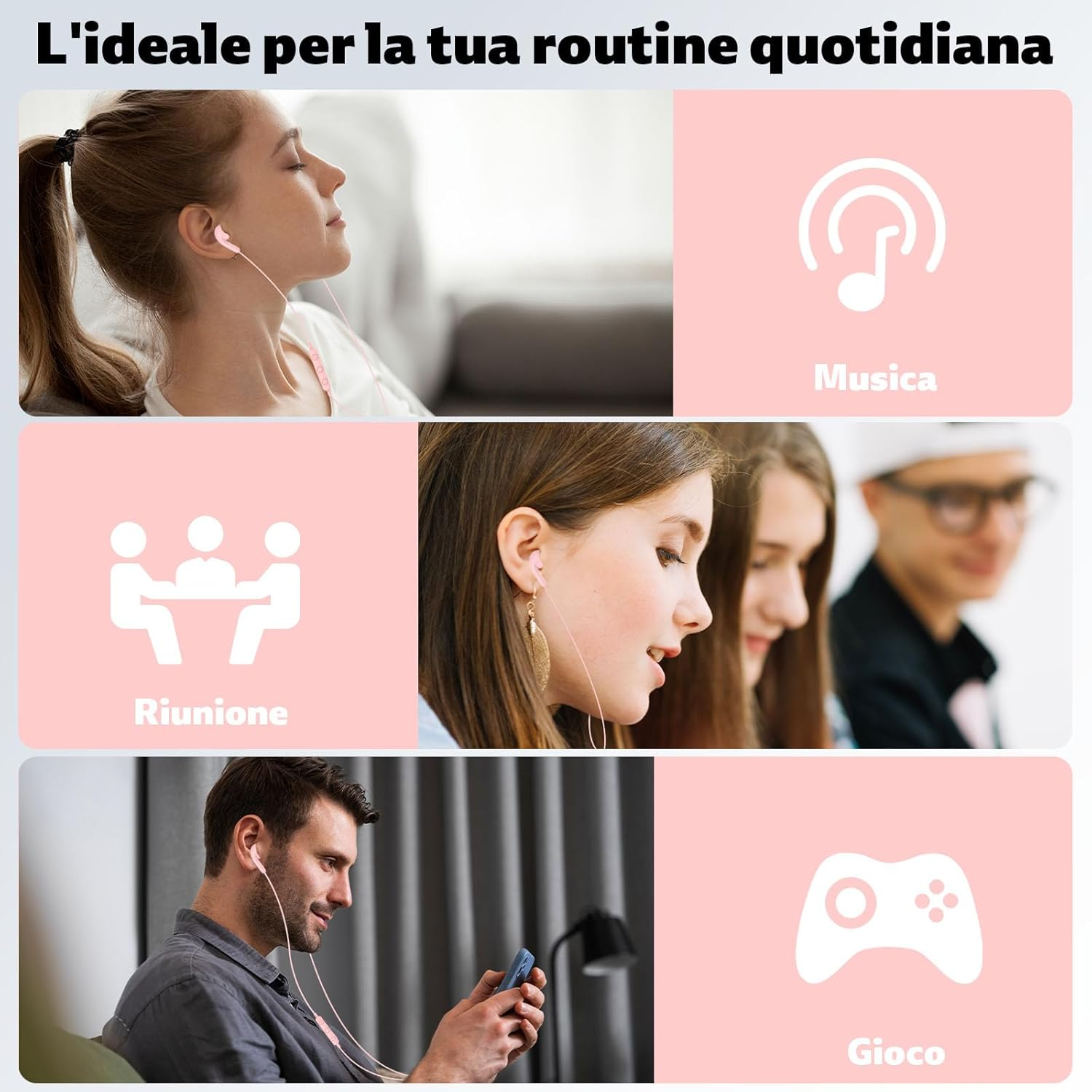 USB C Headphones for Samsung S25 Ultra S24 S23 S22 A54 Type C In-Ear Headphones with Wired Hifi Stereo Earphones with Microphone and Volume Control for Iphone 17 Pro Max 16 15 plus Ipad for Google - Pink image number 3