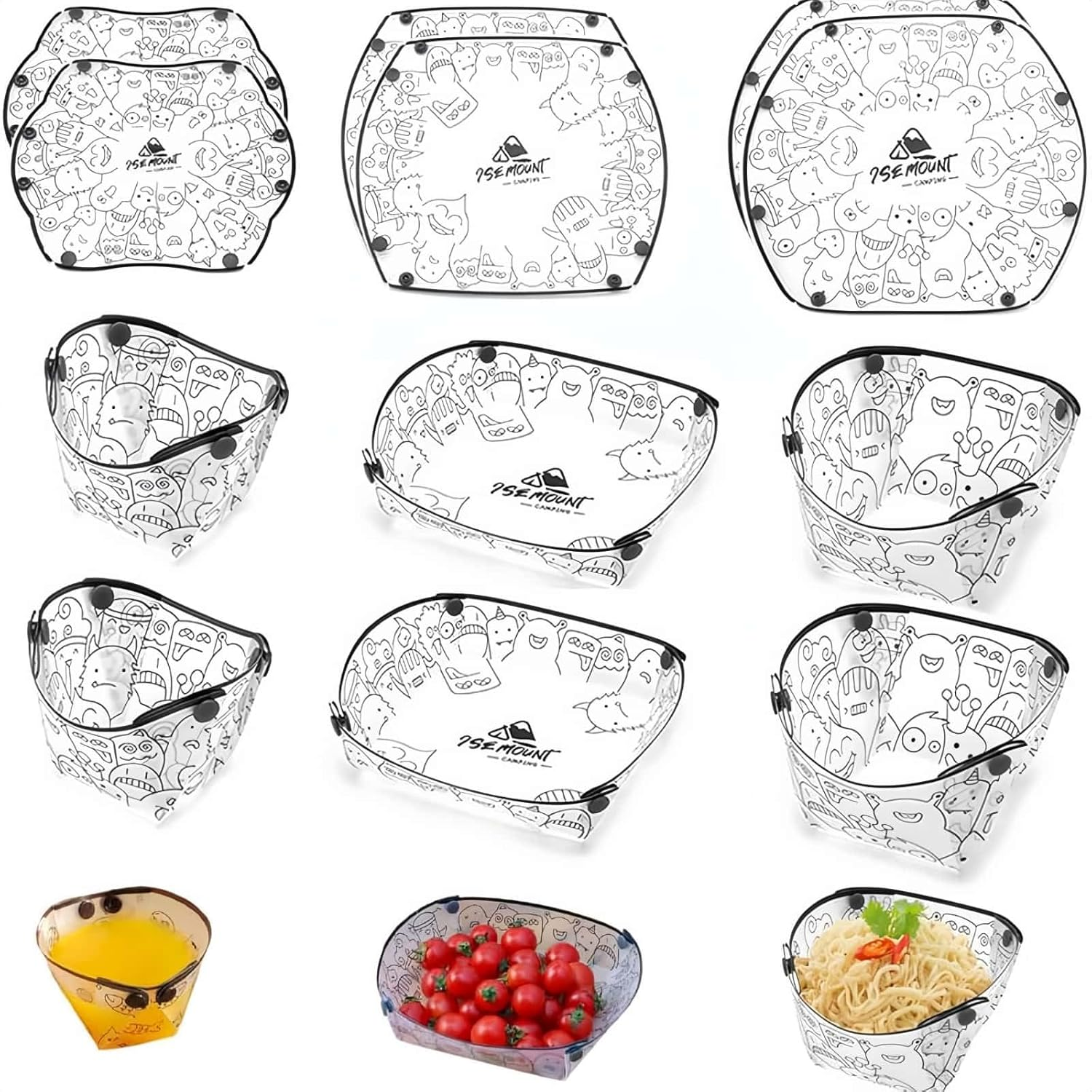 6 Piece Reusable Collapsible Bowls Set, Food Grade Plastic Folding Camping Bowls for Family Outdoor, Picnic & Travel image number 1