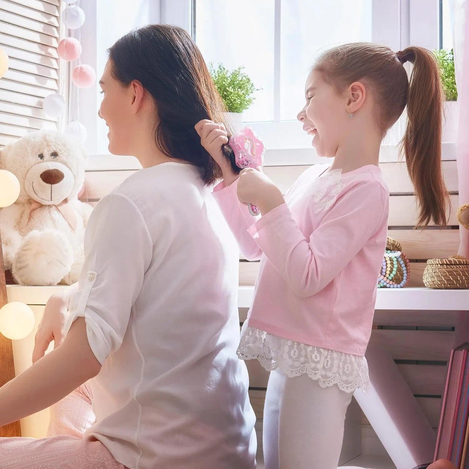 Toddler Hair Brush Set Detangling & Curly Hair Brush for Kids, ABS Material Tangle Tamer, Travel Hair Brush Compatible with Straight, Curly, Wet & Dry Hair &ndash; Pink & Purple &ndash; 2 Pack - Unron