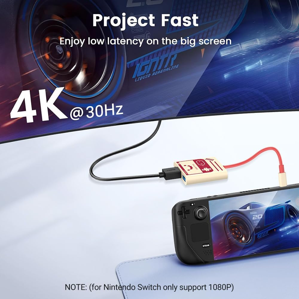 AHGEIIY Swith Dock for Nintendo Switch Docking Station, 4K USBC to 4K HDMI Adaptor Replacement for Offical Nintendo Switch Dock, TV Switch Dock Station Compatible with Nintendo Switch, Switch OLED Steam Deck Macbook Laptop