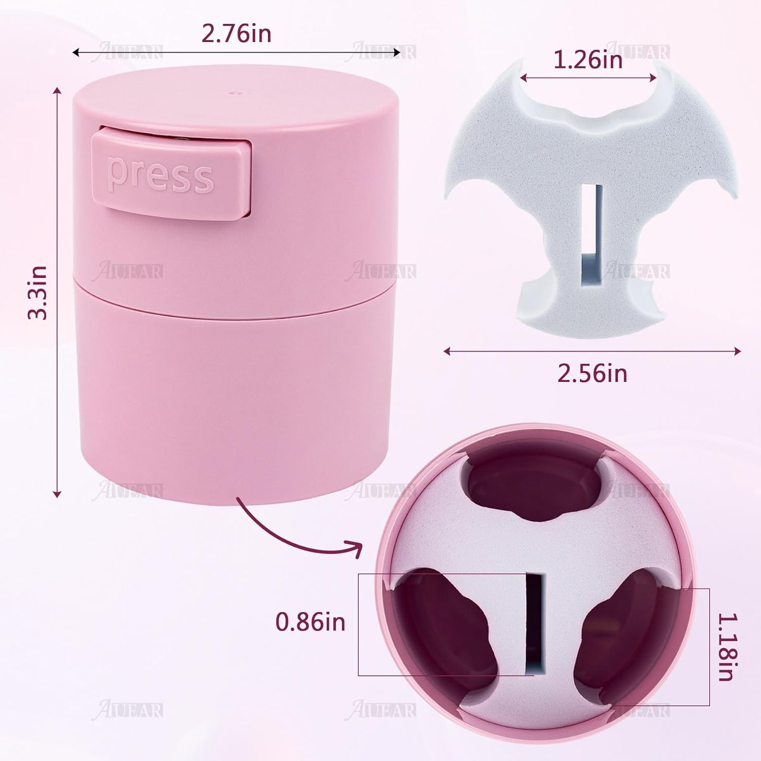 AUEAR, Eyelash Glue Storage Tank Lash Extension Organizers Activated Carbon Sealed Storage Jar Leak Proof Container Cylinder (Pink) image number 3