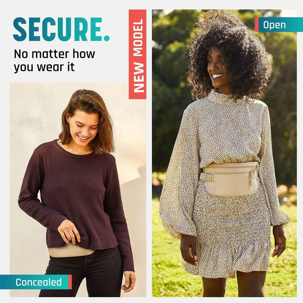 Yuanyoutong Secure Travel Money Belt, Anti-Theft Passport Holder Travel Wallet for Men Women, Hidden under Clothes Belt Wallet, Security Travel Pouch, Waterproof Waist Bumbag for Money, Cards And image number 4