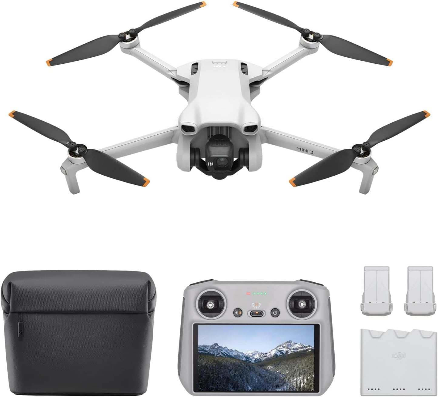 DJI Mini 3 Fly More Combo plus (DJI RC), Lightweight 3X Mechanical Gimbal Mini Camera Drone with 4K HDR Video, 3 Batteries, up to 32800Ft (10Km) Video Transmission, True Vertical Shooting