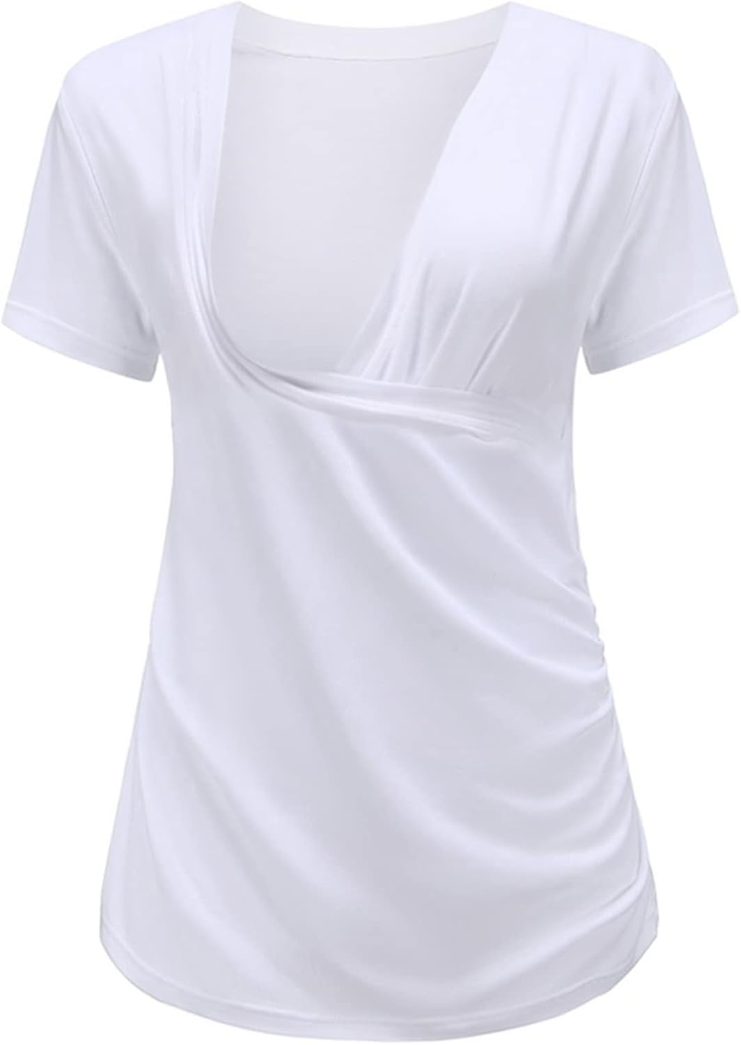 Liu & Qu Womens Maternity Nursing Tops Short Sleeve Breastfeeding Shirts Heather V Neck Clothes