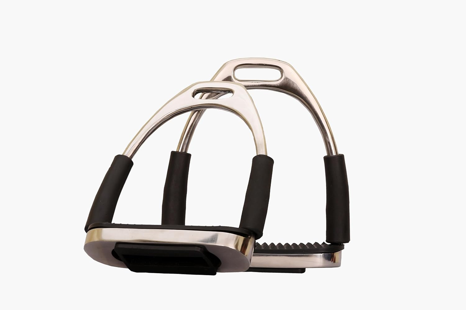 Flexible Silver Stirrups English Safety Polish Horse Riding Bendy Flexible Irons S Steel Equestrian for Adults and Kids image number 4