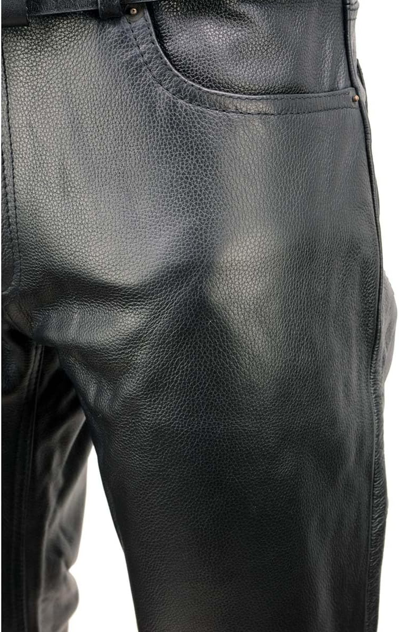 Milwaukee Leather LKM5790 Men'S Black Classic 5 Pocket Casual Motorcycle Leather Pants - 36 image number 5