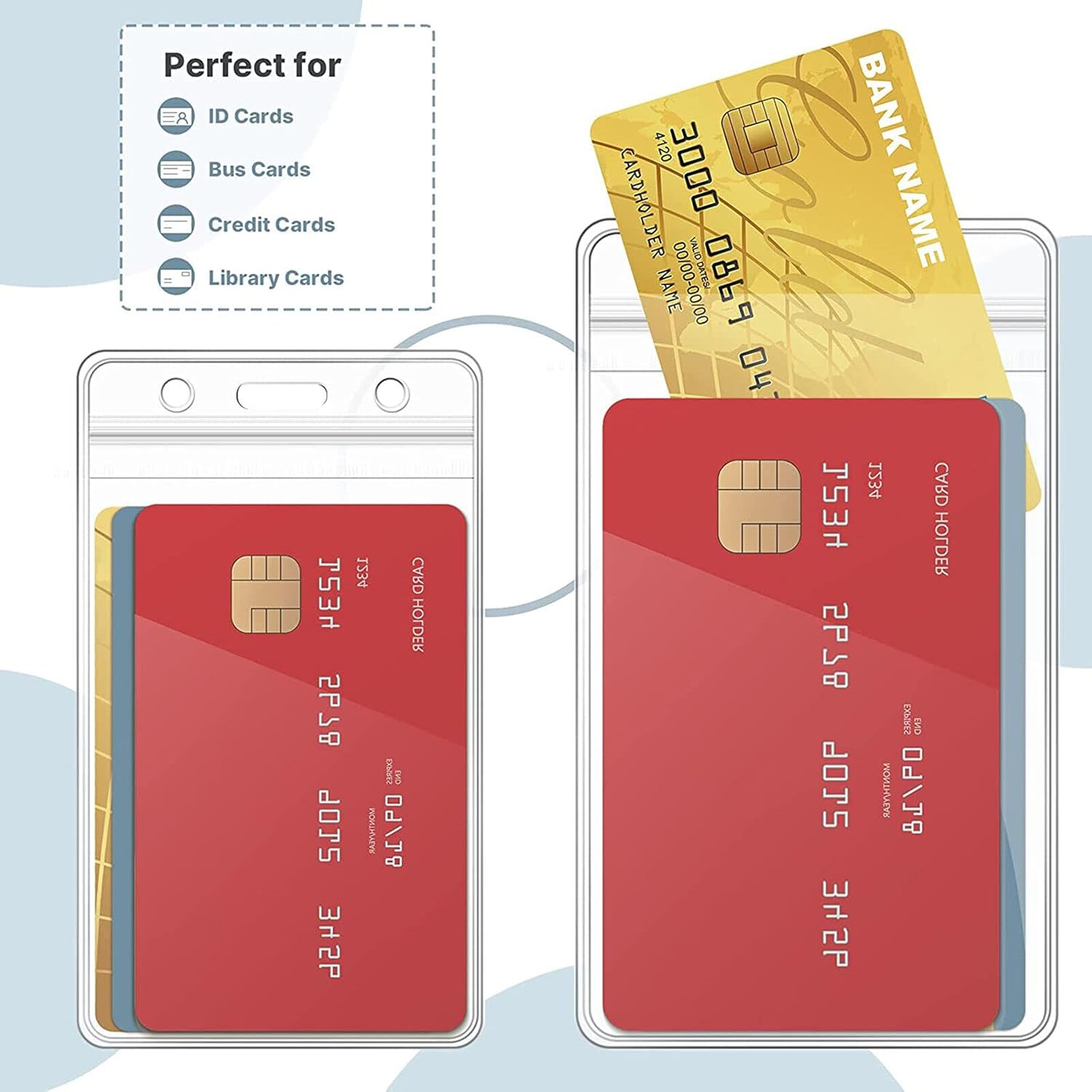 10 Pack ID Badge Holders Vertical Waterproof Holders Badge Clear Card Sleeve Case Cover ID Card Holder Name Tags, for Rfid/Proximity/Badge Swipe Cards or Credit Card/Driver'S License. image number 5