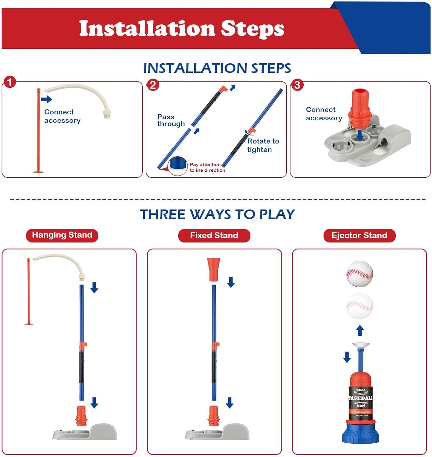 Adjustable T-Ball Set for Kids 3-8 | Outdoor Baseball Toy with Bat, Ball & Tee | Sports Toddlers & Boys in Backyards image number 5