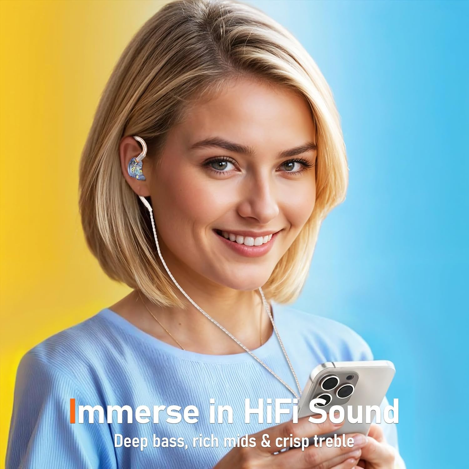 Vibes 202M Wired Earbuds - Hifi in Ear Monitor Headphones - Noise-Isolating Ear Buds W/ Mic - Clear Sound, Deep Bass & Comfort-Fit Gaming Earphones - MMCX to 3.5Mm & Silver Plated Cord, Carrying Case image number 3