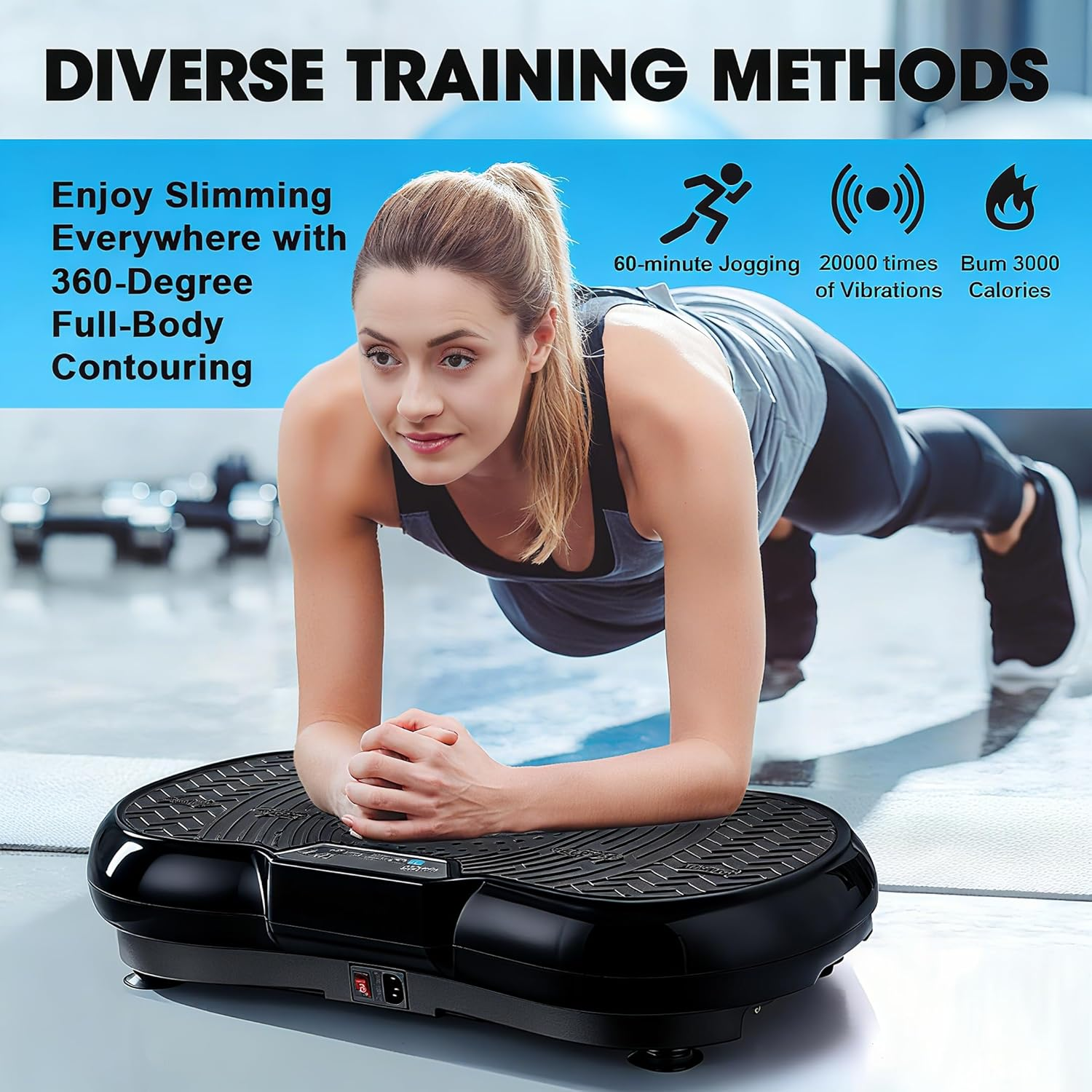 Wacloud Vibration Plate Exercise Machine &ndash; 99 Speed Whole Body Workout Vibration Platform with Resistance Bands & Remote, Weight Loss & Home Fitness Equipment
