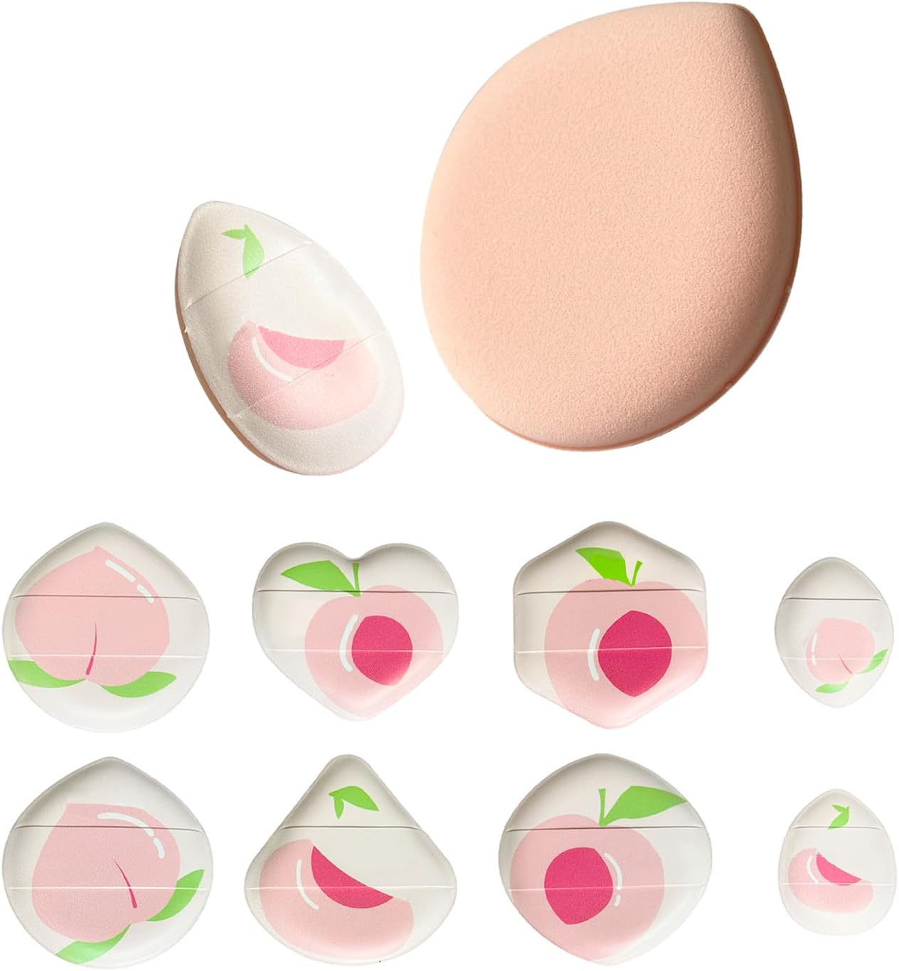EKIND Powder Puffs Makeup Sponges for Cushion Foundation Dry Wet Use Portable, Suitable for Face Mixed Shape Applicator (8 Pcs Peach Patterncs) ﻿ image number 1