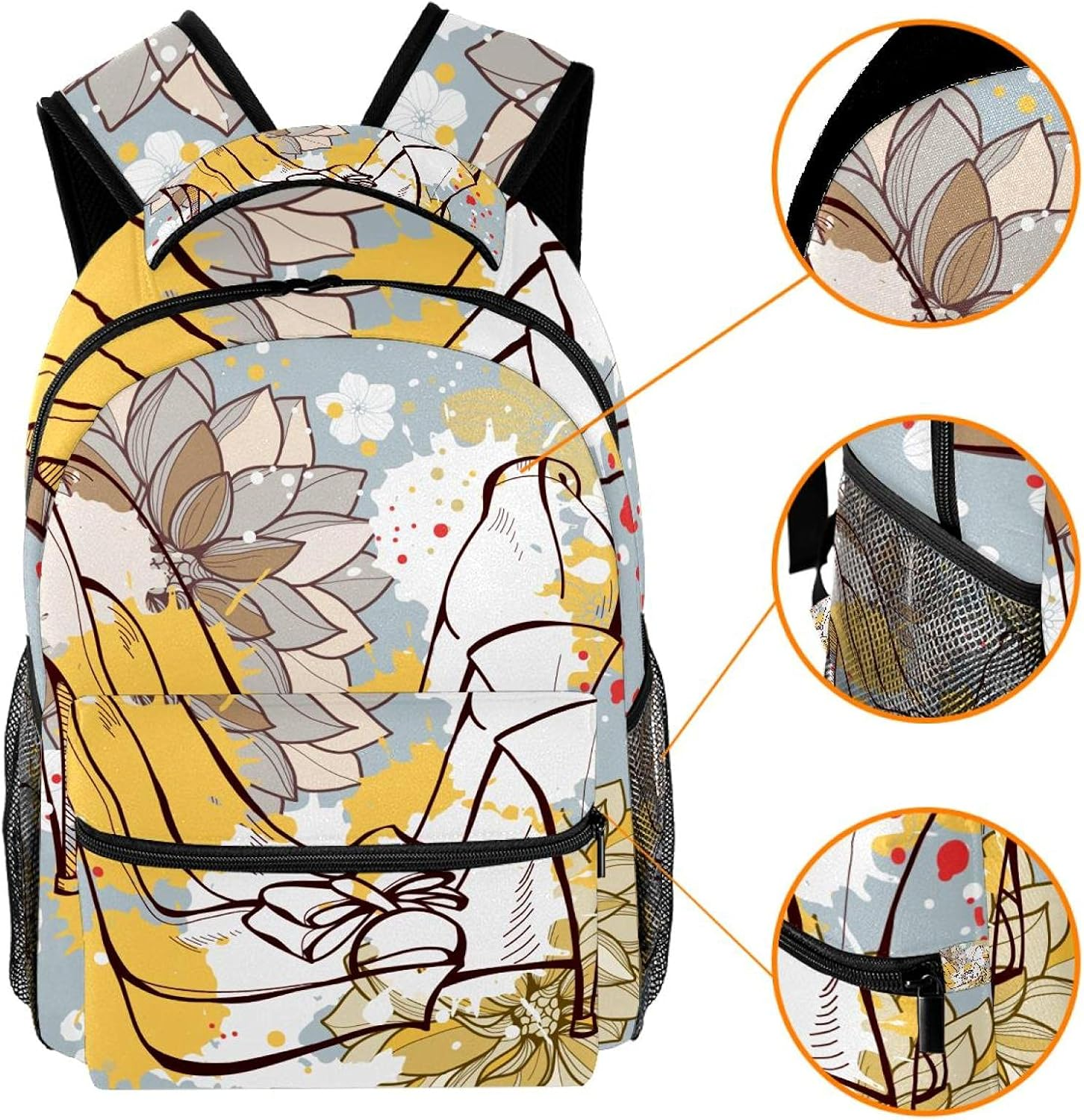 Shoes and Beauty of Flowers with Butterflies Backpack Students Shoulder Bags Travel Bag College School Tote Backpacks image number 5