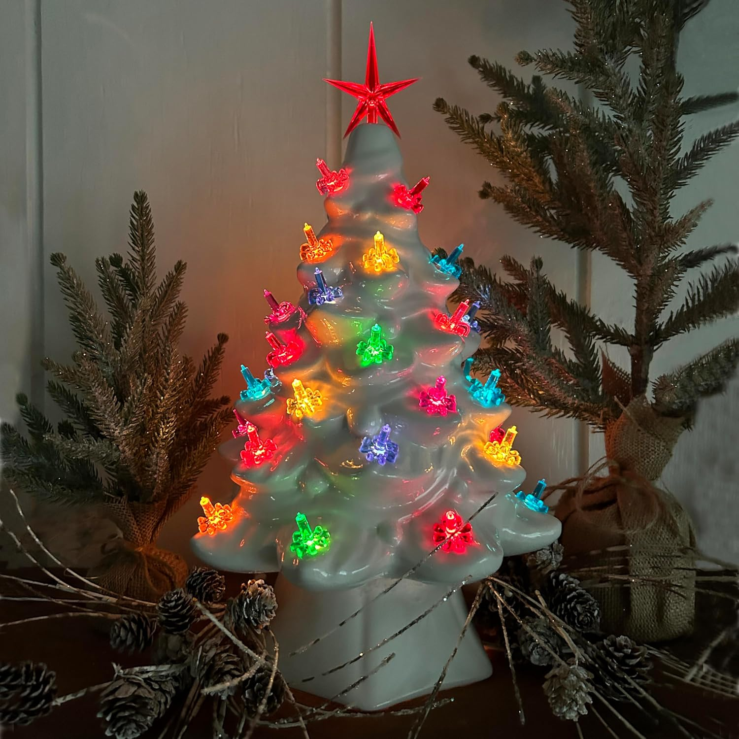 National Artcraft Candle Blossom Ceramic Christmas Tree Light Ornaments - (90/Pack) image number 3