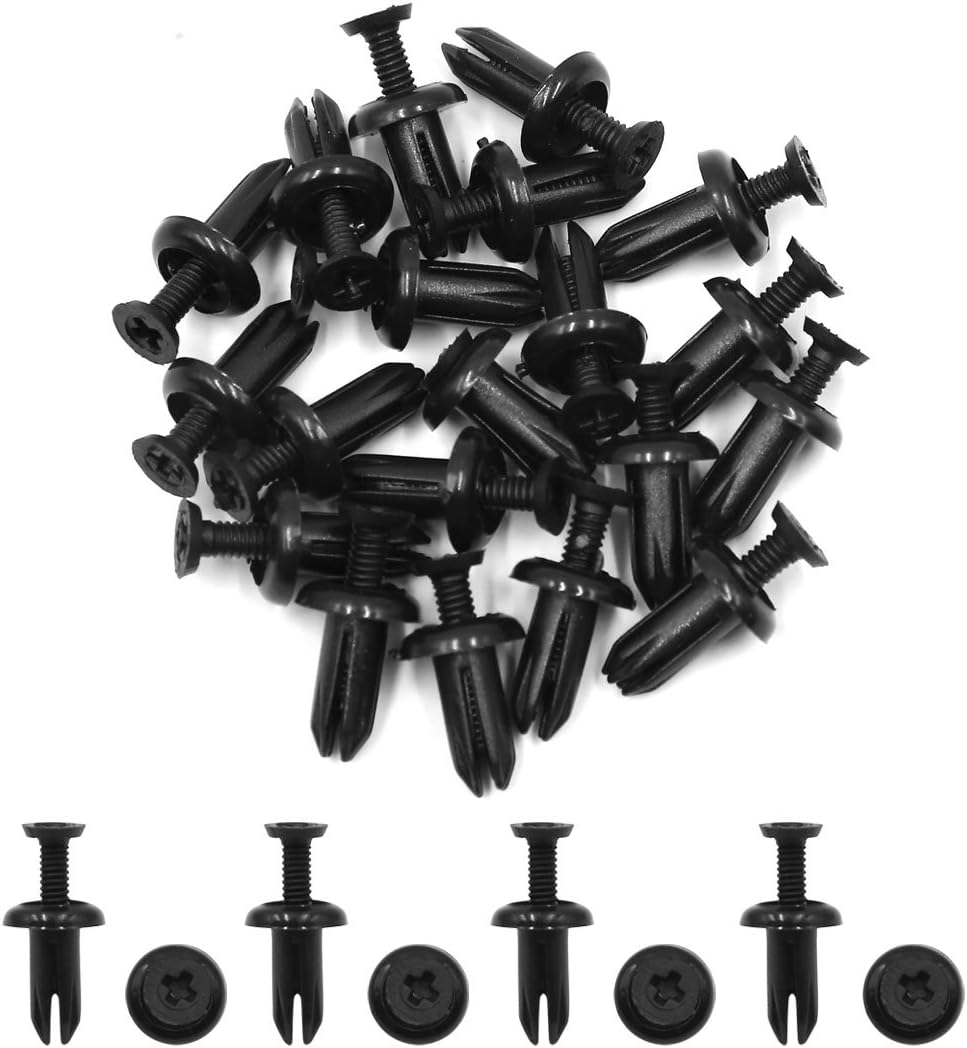 Uxcell 20Pcs Black Car Plastic Push in Rivet Fastener Bumper Clips 5Mm X 9Mm X 11Mm
