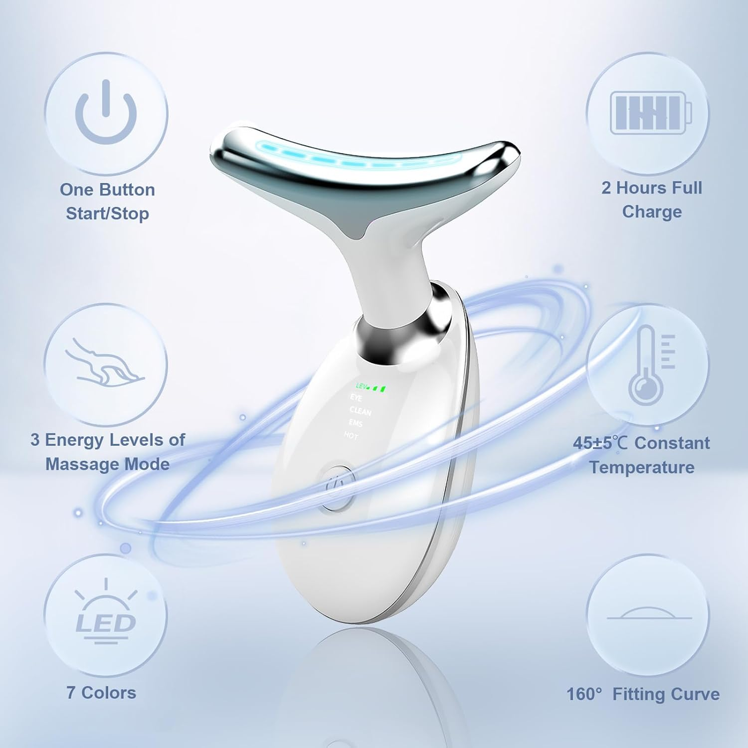 Vibration Lily 7-In-1 Face Neck Massager Face Sculpting Tool Triple-Action Wrinkle Remover Skin Rejuvenation Device with Thermal for Skin Care, Tightening, and Smoothness image number 6